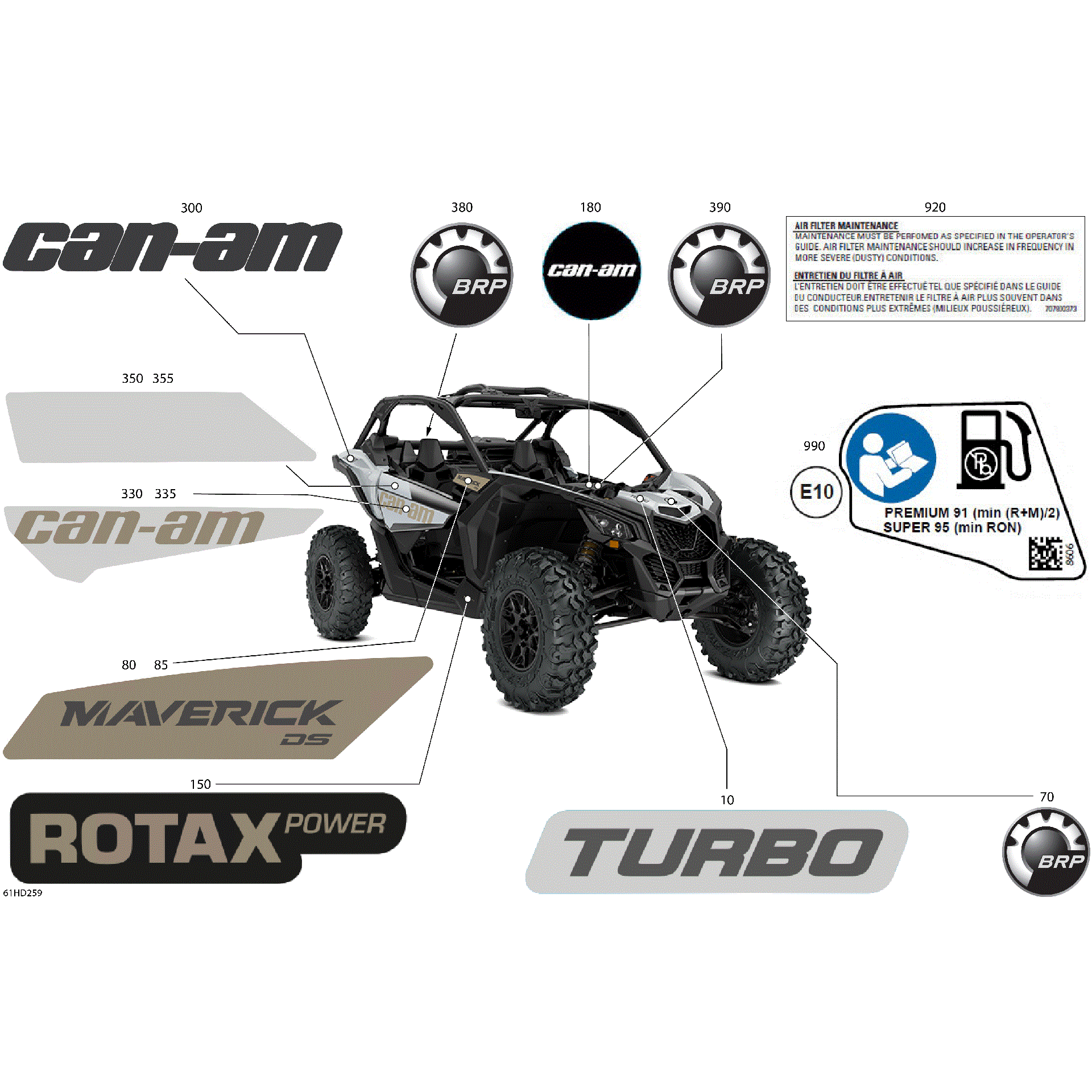 An Image of a Genuine Can-Am Parts Schematic Diagram showing the schematic - BODY - DECALS