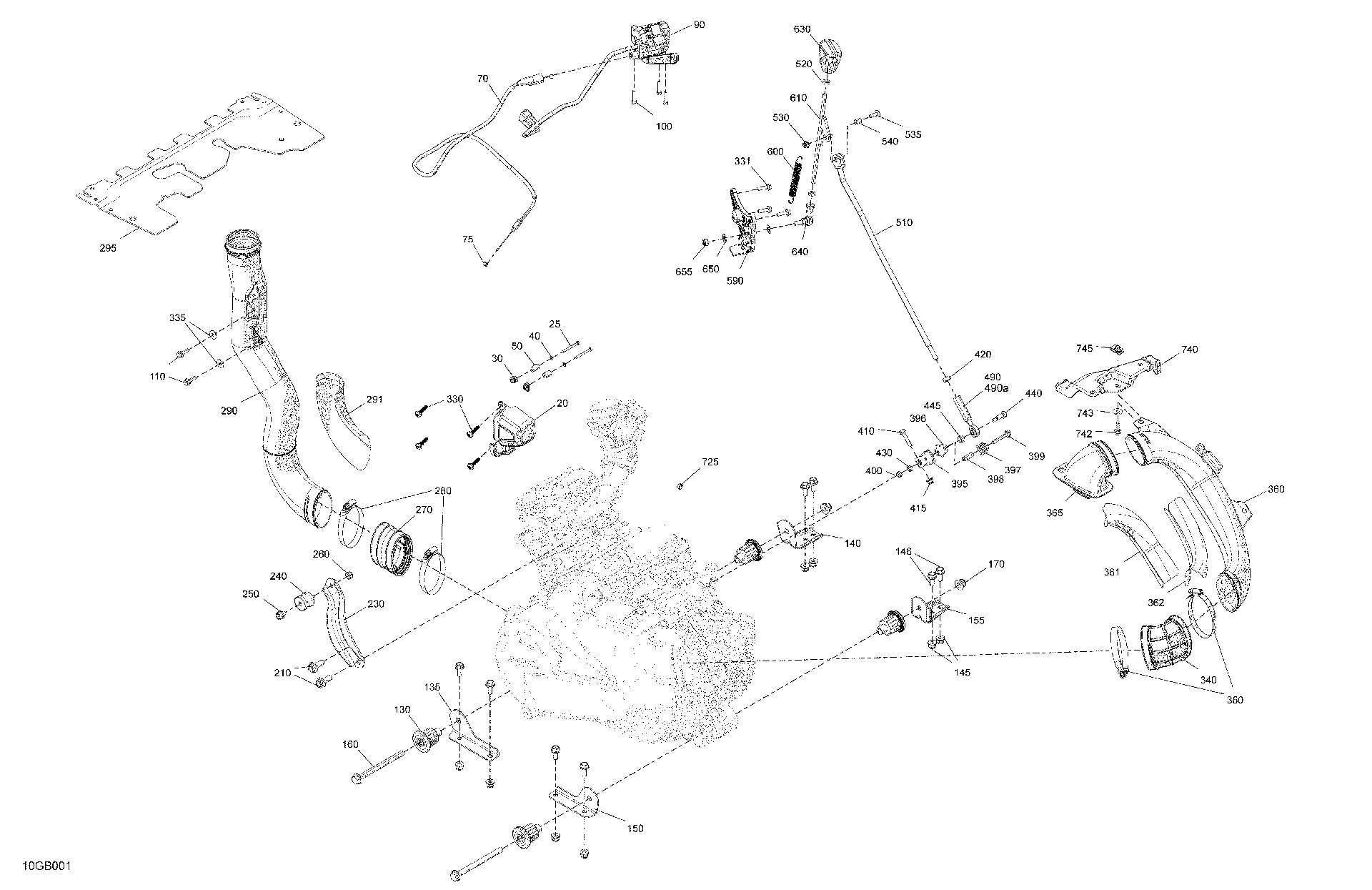 An Image of a Genuine Can-Am Parts Schematic Diagram showing the schematic - ENGINE - SYSTEM