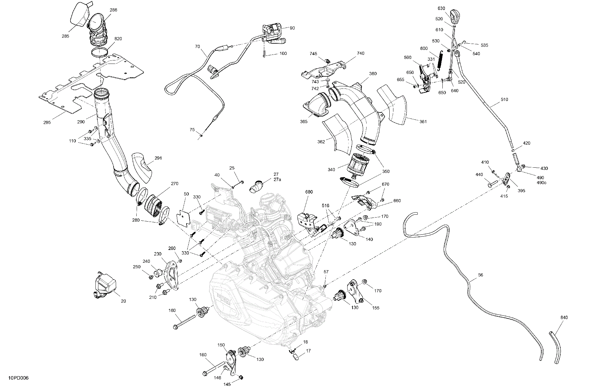 An Image of a Genuine Can-Am Parts Schematic Diagram showing the schematic - ENGINE - SYSTEM