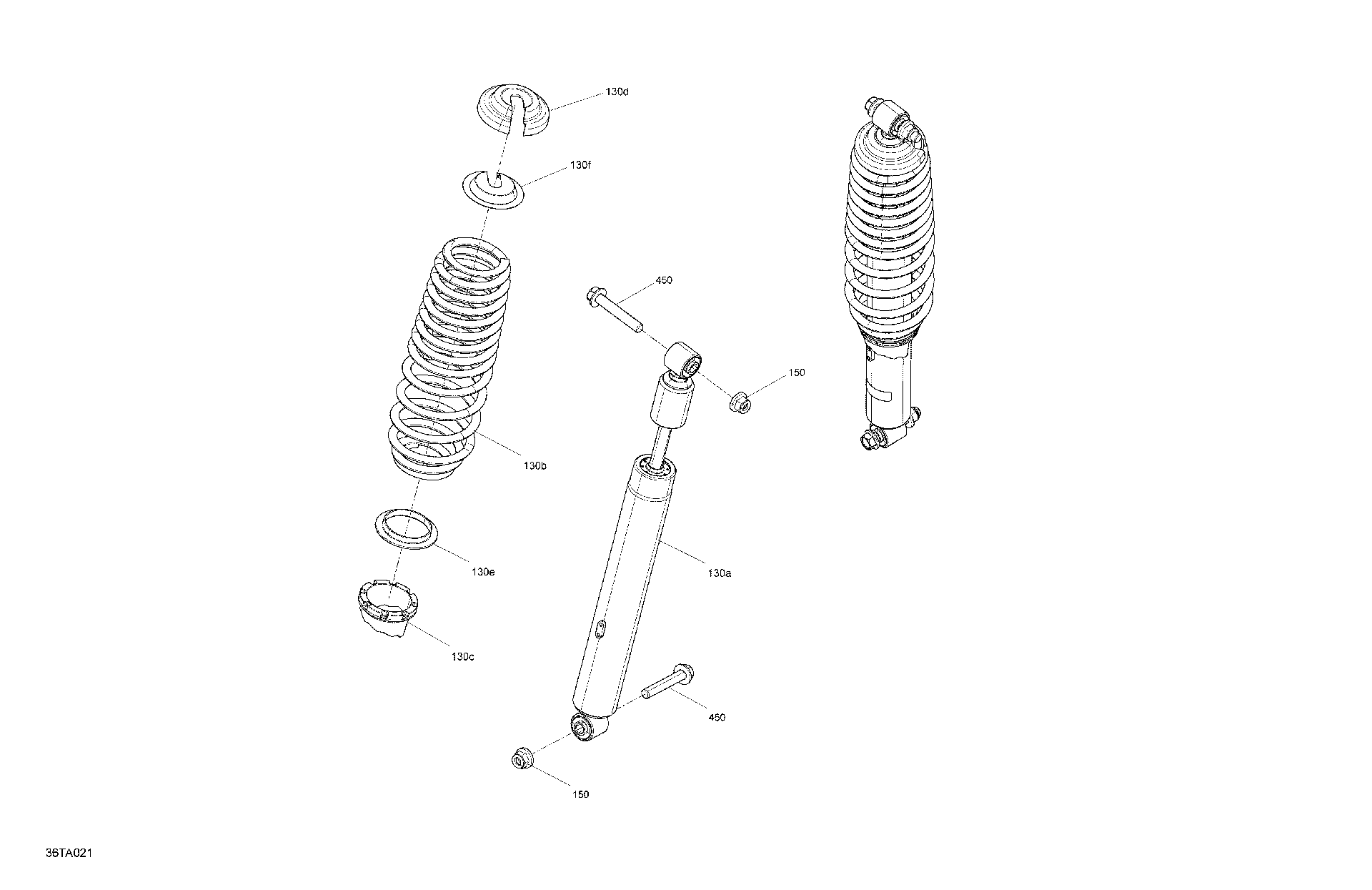 An Image of a Genuine Can-Am Parts Schematic Diagram showing the schematic - SUSPENSION - REAR SHOCKS - XT