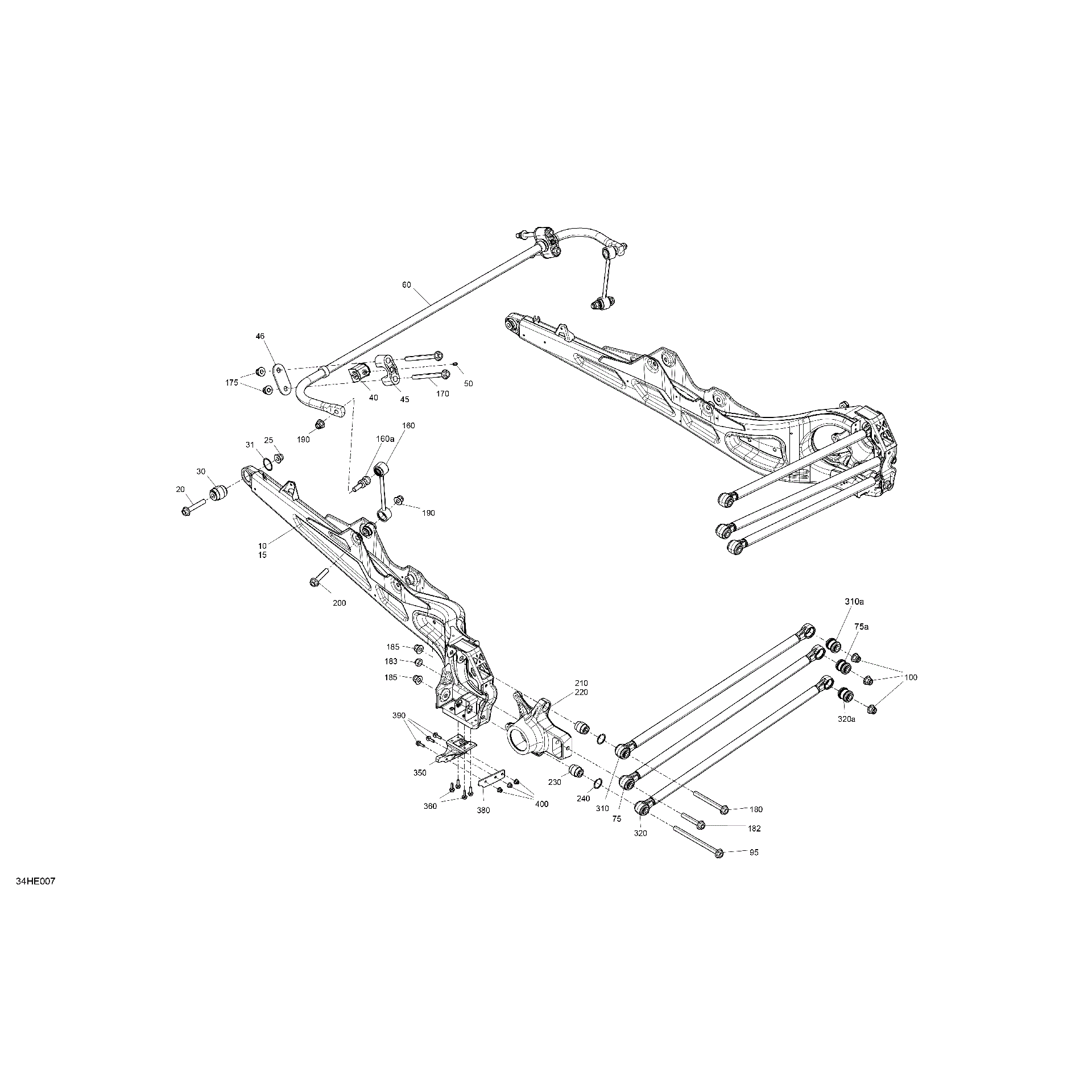 An Image of a Genuine Can-Am Parts Schematic Diagram showing the schematic - SUSPENSION - REAR COMPONENTS