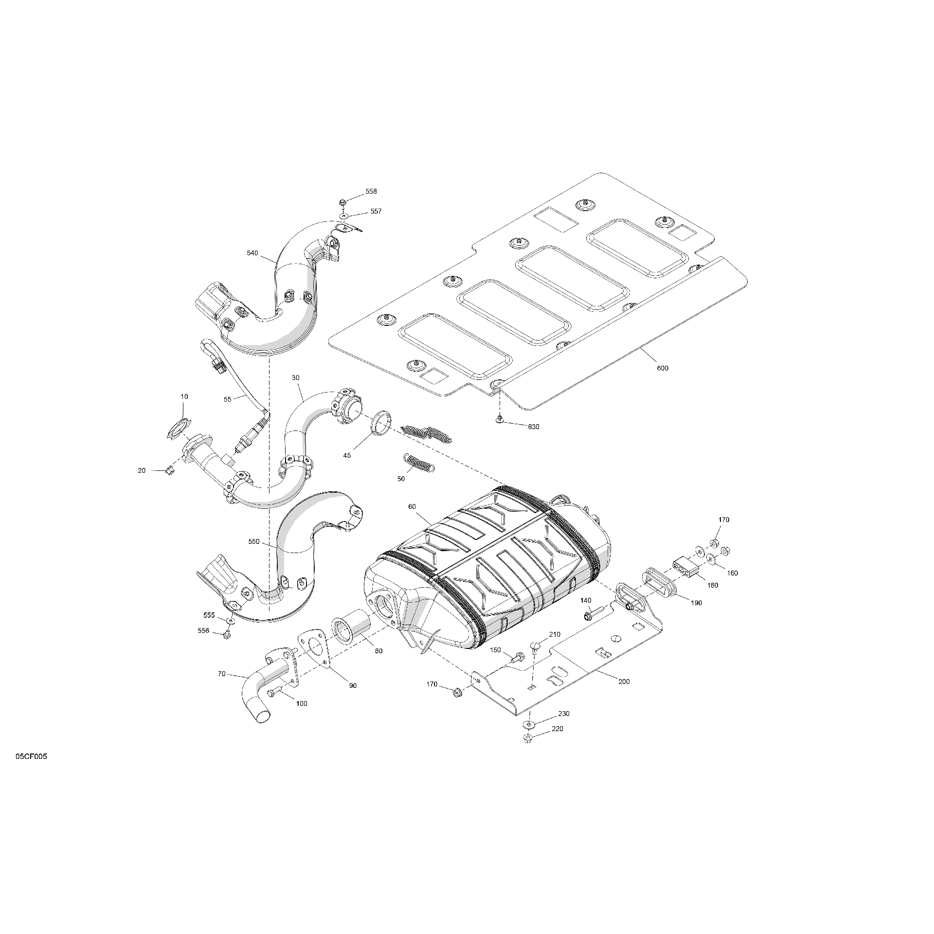 An Image of a Genuine Can-Am Parts Schematic Diagram showing the schematic - ENGINE - EXHAUST