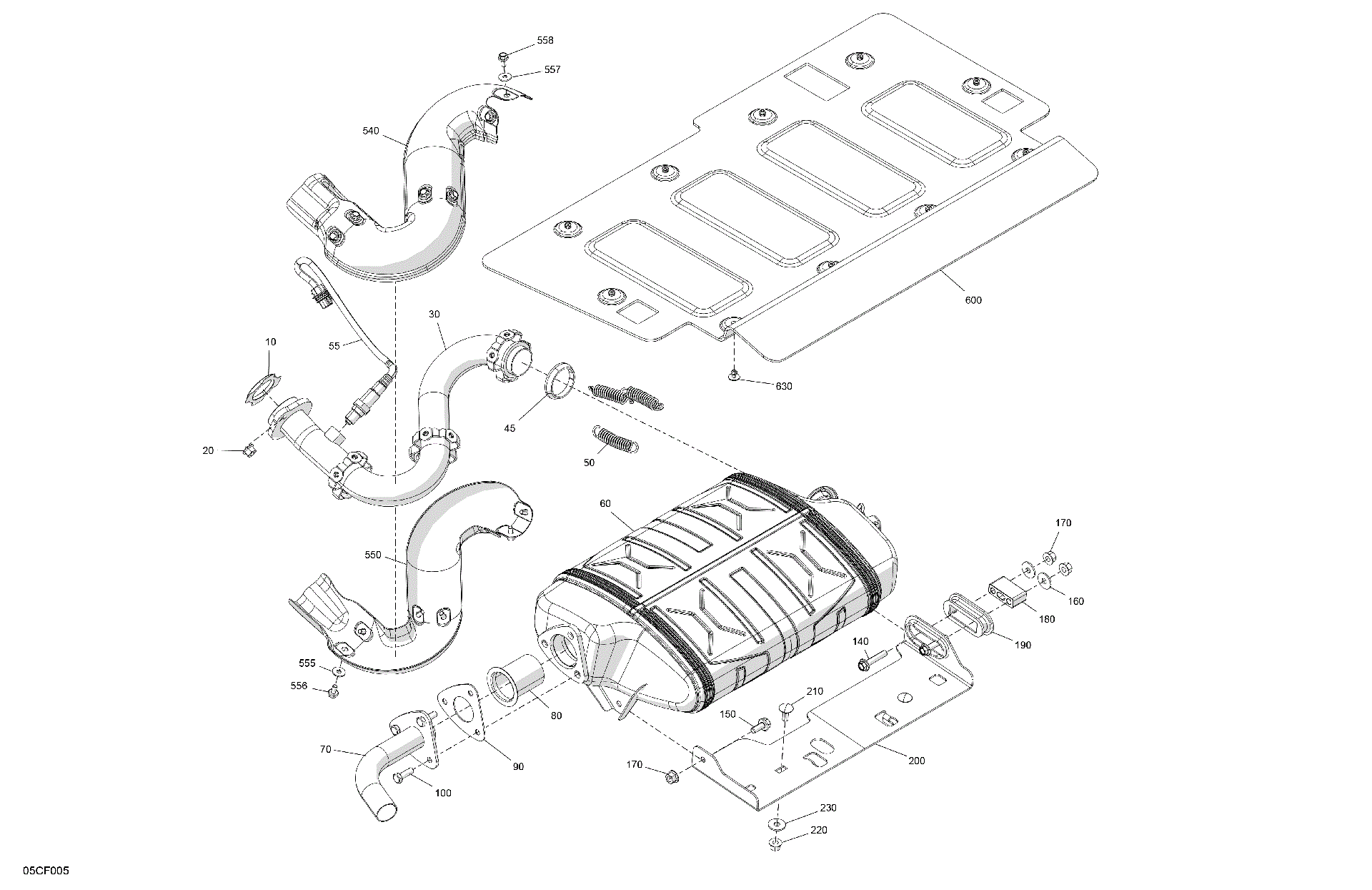 An Image of a Genuine Can-Am Parts Schematic Diagram showing the schematic - ENGINE - EXHAUST