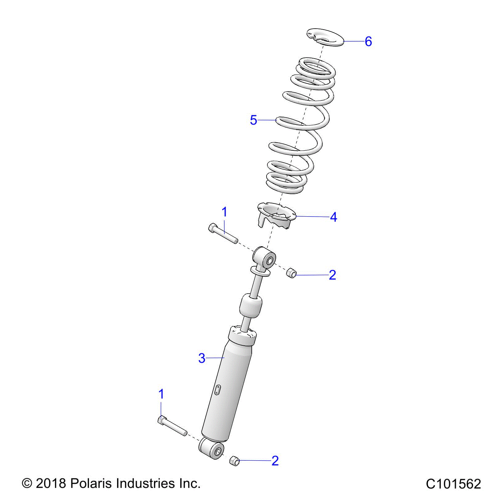 An Image of a Genuine Polaris Parts Schematic Diagram showing the schematic - SUSPENSION: REAR SHOCKS and MOUNTING - 2026 POLARIS SPORTSMAN 570 6X6 EPS 49S