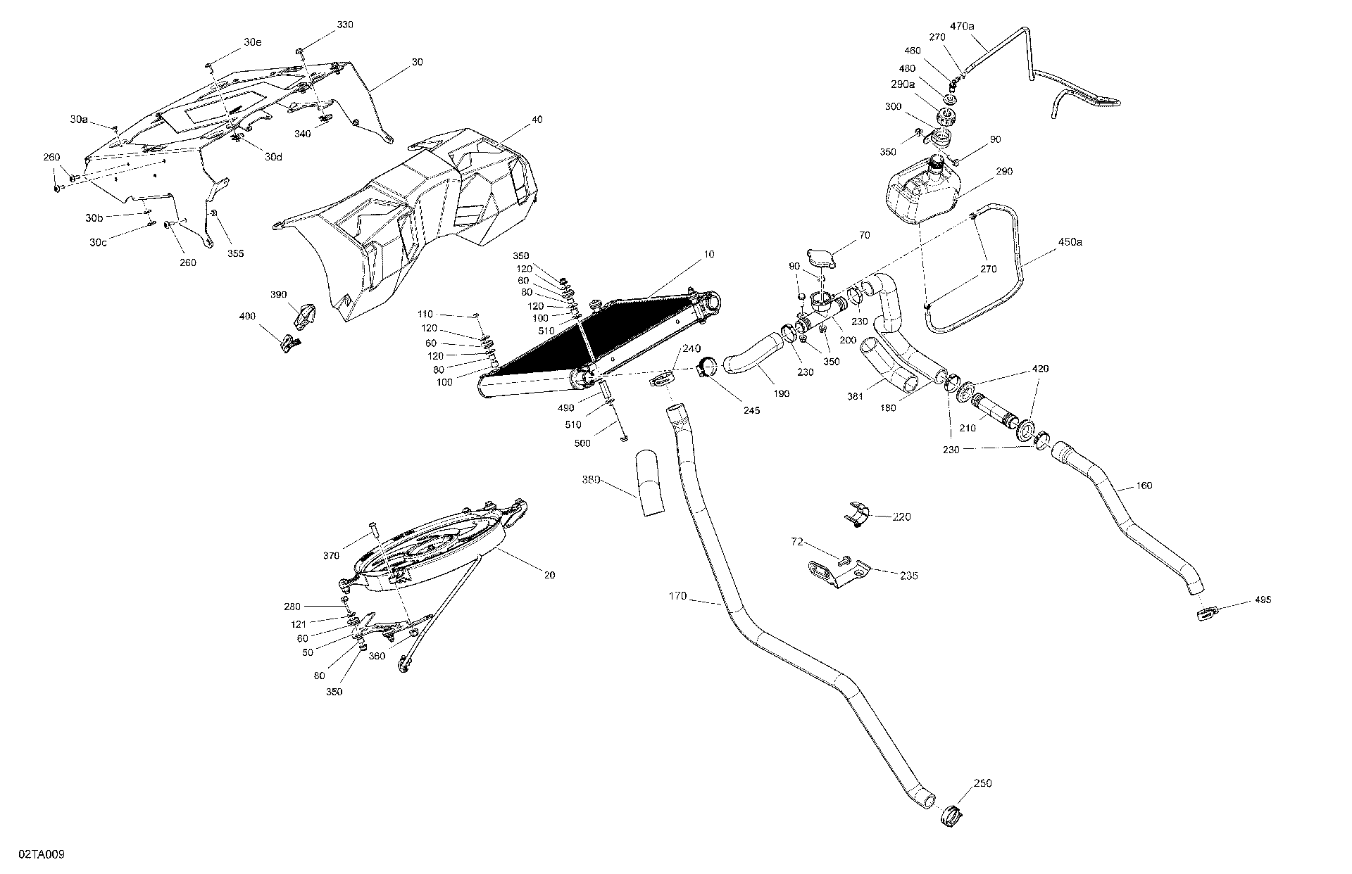 An Image of a Genuine Can-Am Parts Schematic Diagram showing the schematic - ENGINE - COOLING