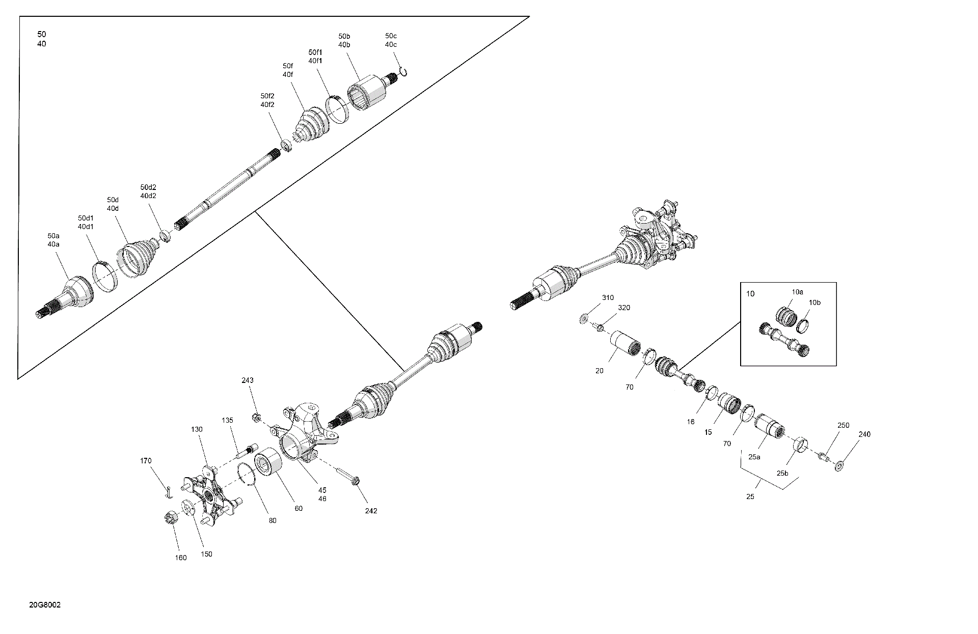 An Image of a Genuine Can-Am Parts Schematic Diagram showing the schematic - DRIVE - FRONT - COMMON PARTS