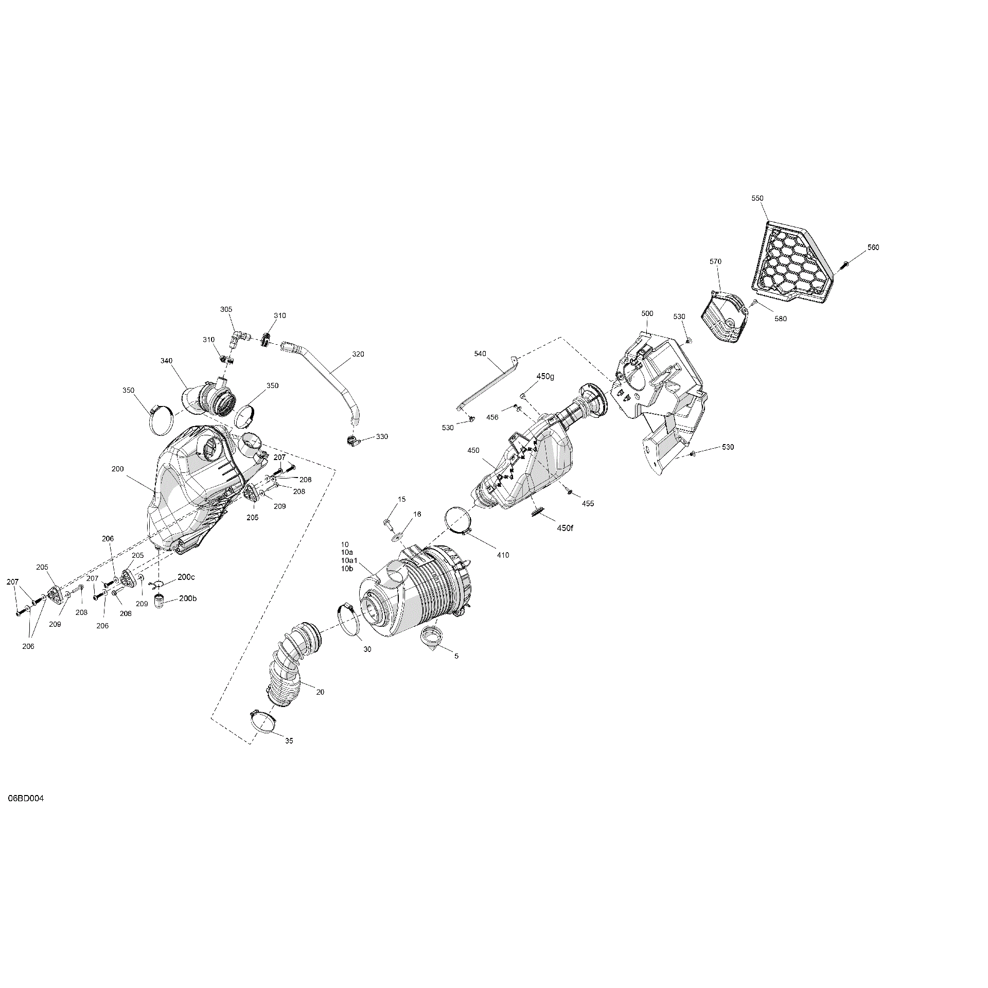 An Image of a Genuine Can-Am Parts Schematic Diagram showing the schematic - ENGINE - AIR INTAKE