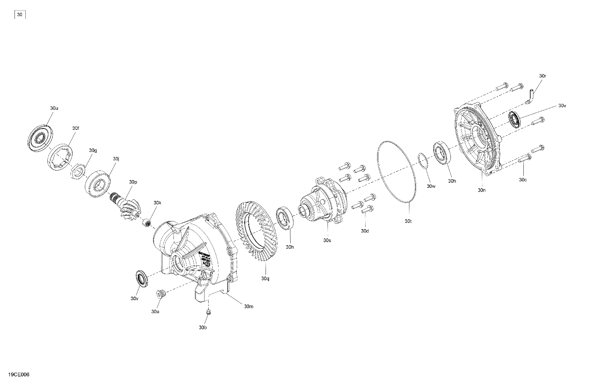 An Image of a Genuine Can-Am Parts Schematic Diagram showing the schematic - DRIVE - FRONT - DIFFERENTIAL PARTS