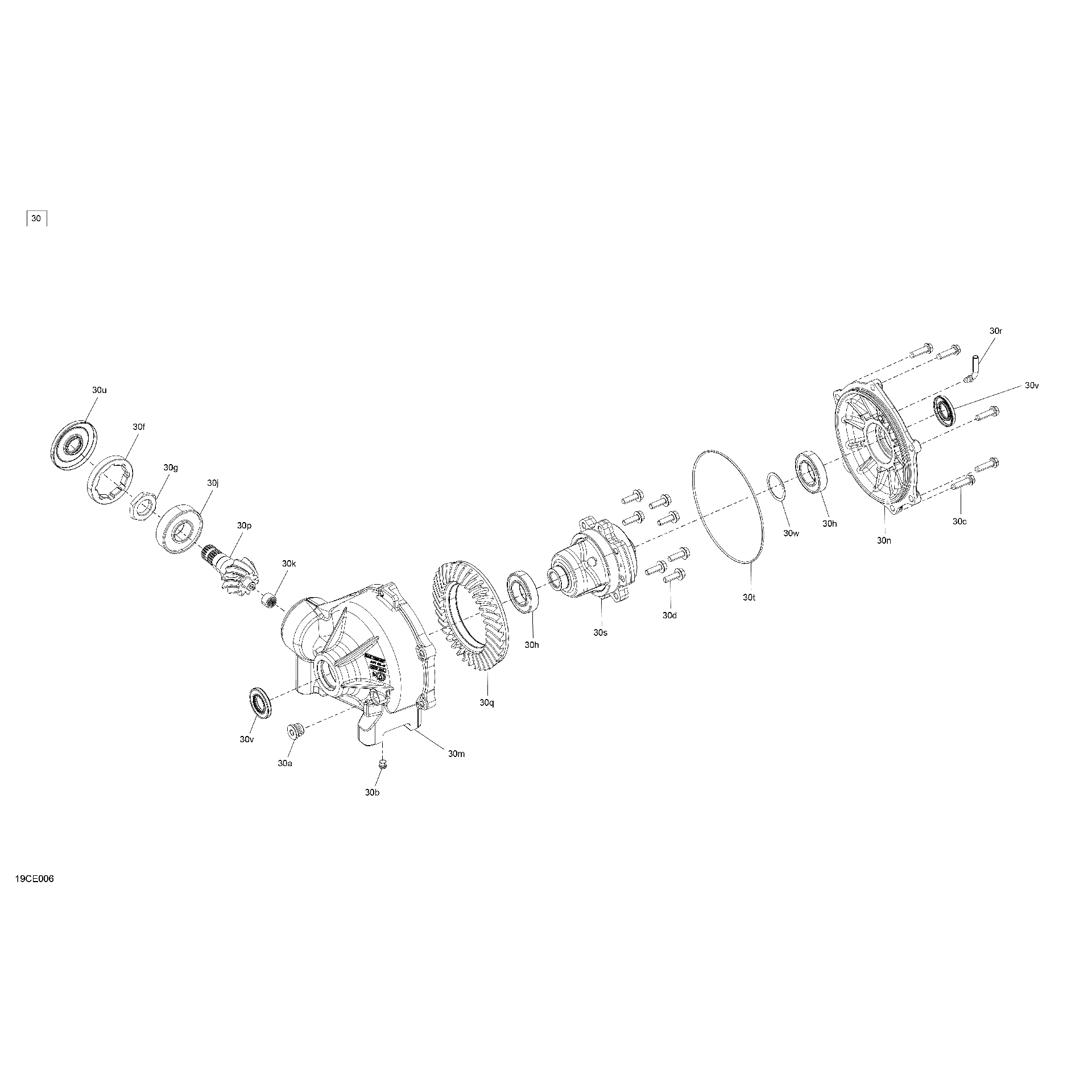 An Image of a Genuine Can-Am Parts Schematic Diagram showing the schematic - DRIVE - FRONT - DIFFERENTIAL PARTS
