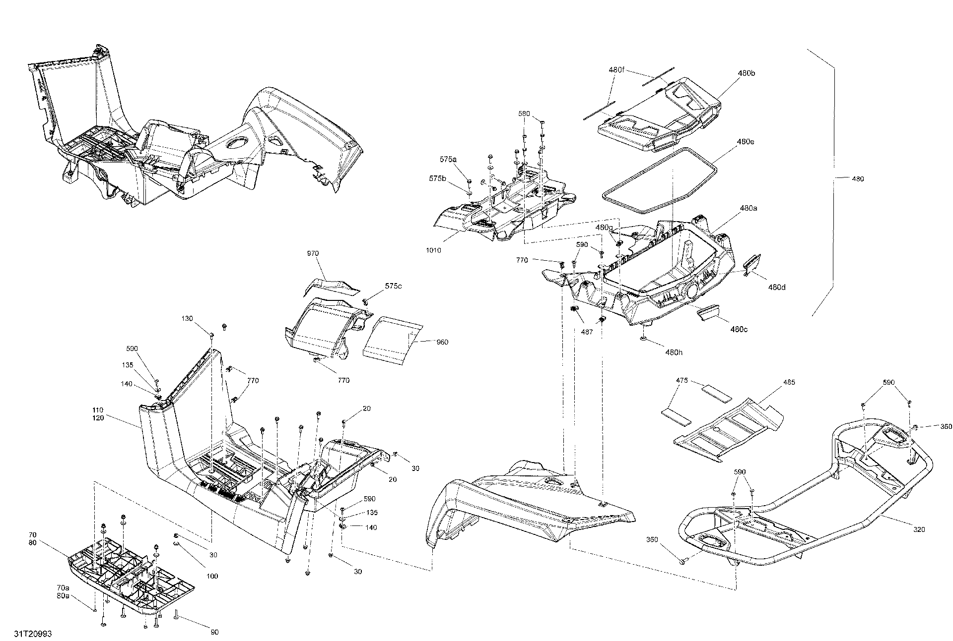 An Image of a Genuine Can-Am Parts Schematic Diagram showing the schematic - BODY - REAR SECTION