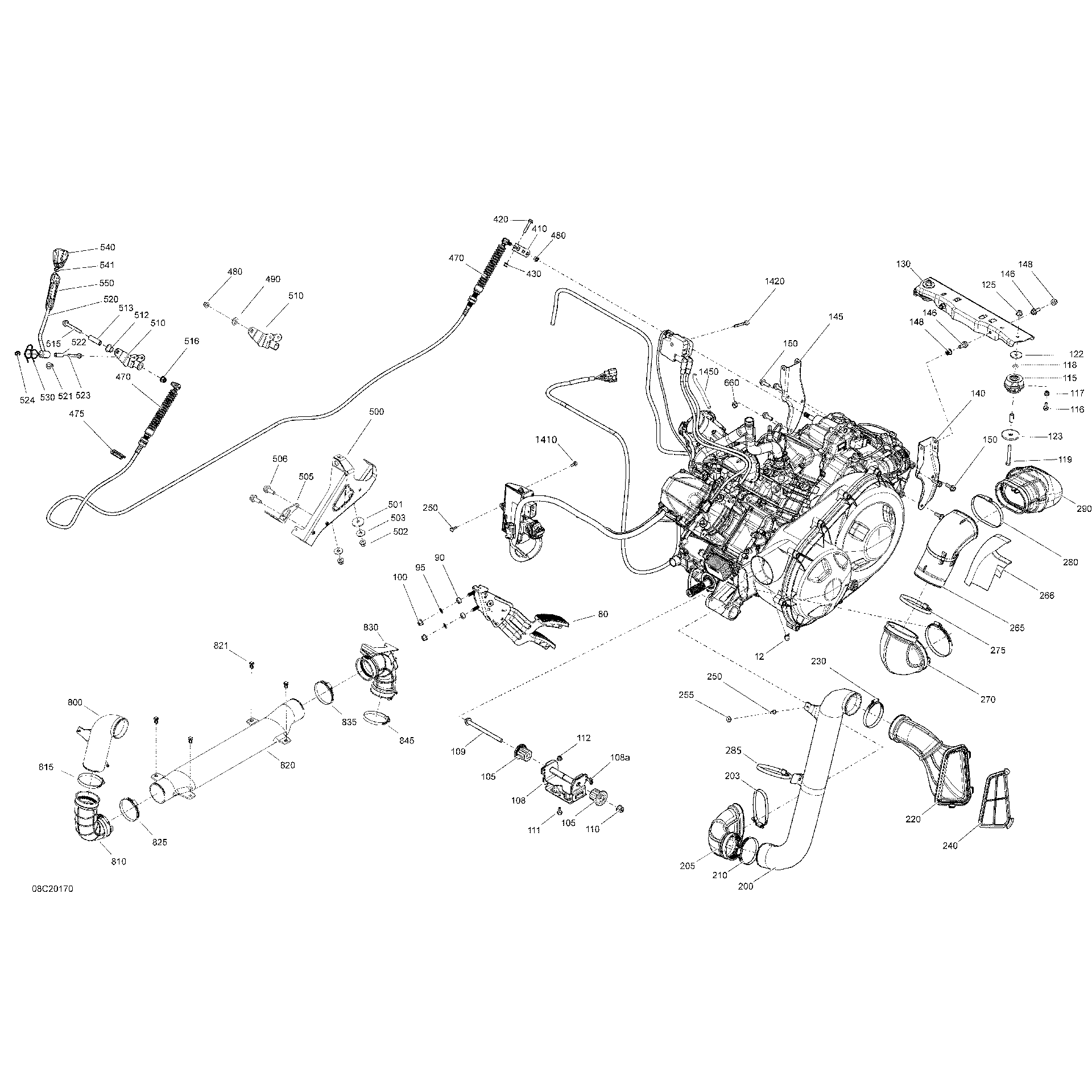 An Image of a Genuine Can-Am Parts Schematic Diagram showing the schematic - ENGINE - VEHICULE