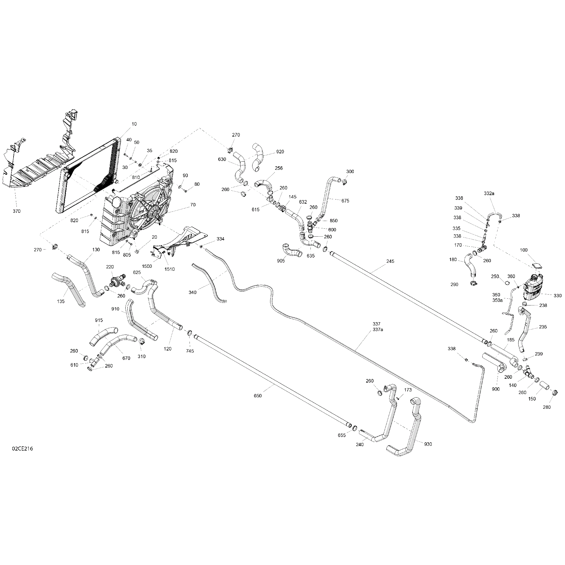 An Image of a Genuine Can-Am Parts Schematic Diagram showing the schematic - ENGINE - COOLING