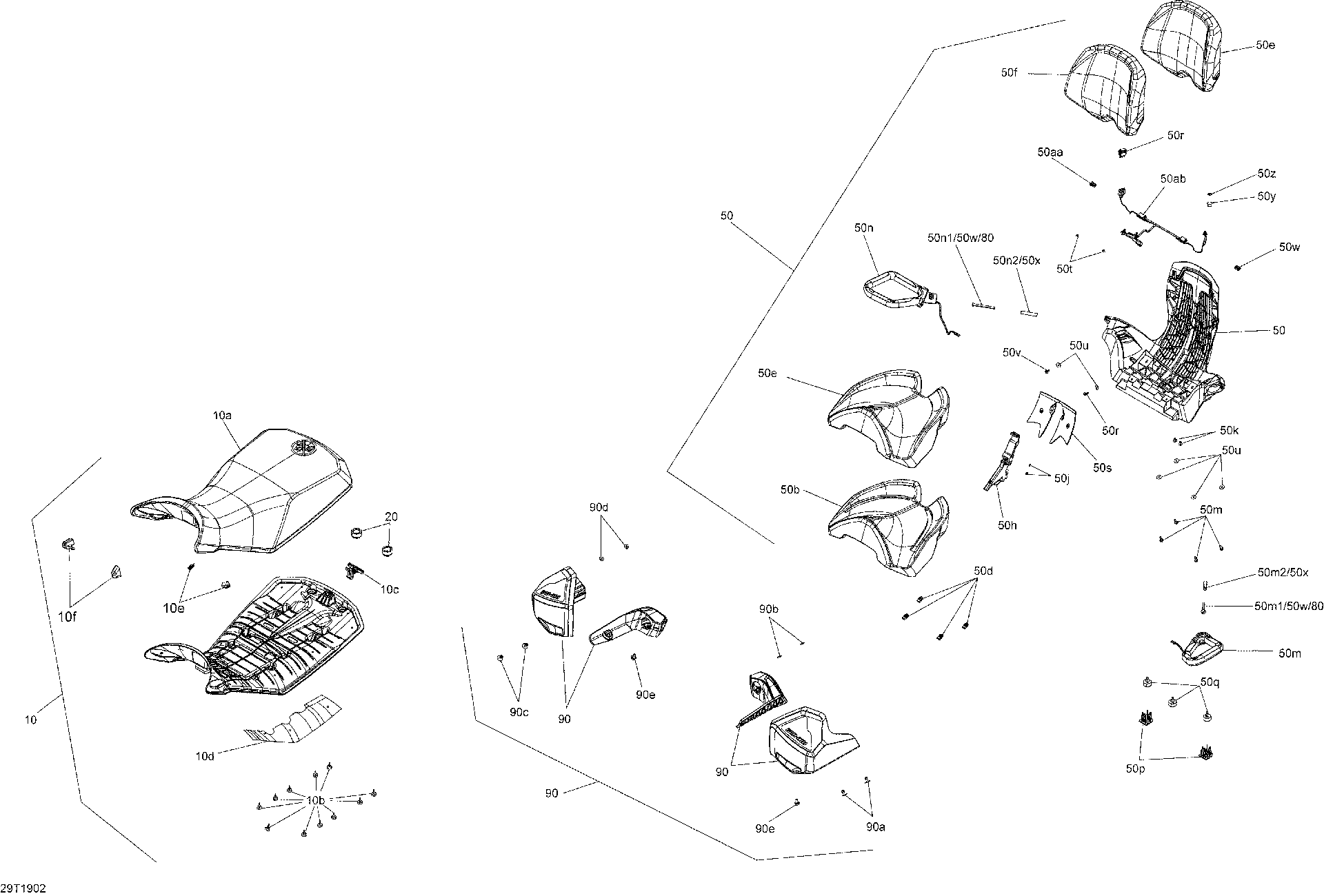 An Image of a Genuine Can-Am Parts Schematic Diagram showing the schematic - SEAT
