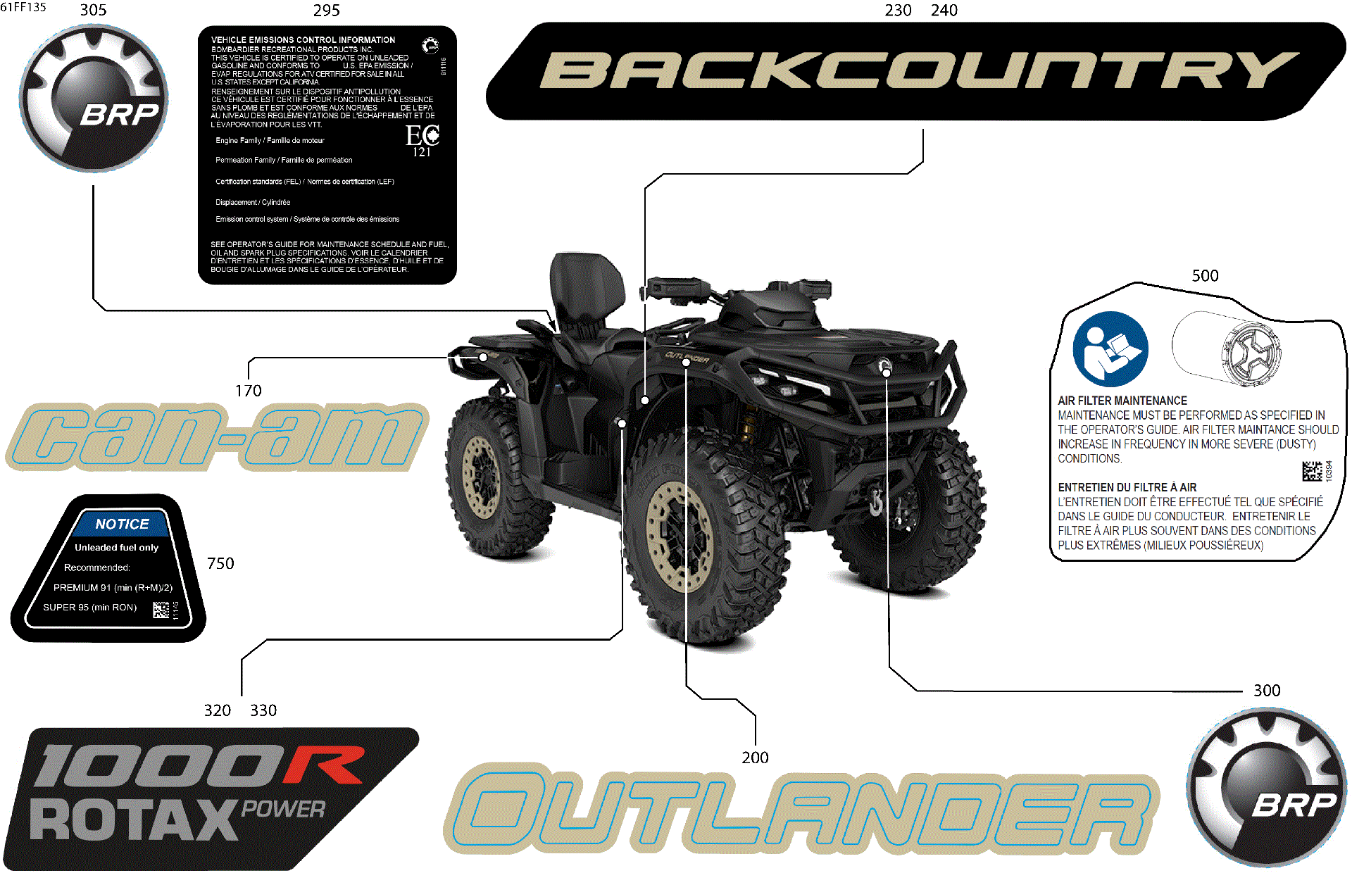 An Image of a Genuine Can-Am Parts Schematic Diagram showing the schematic - BODY - FEATURE DECALS