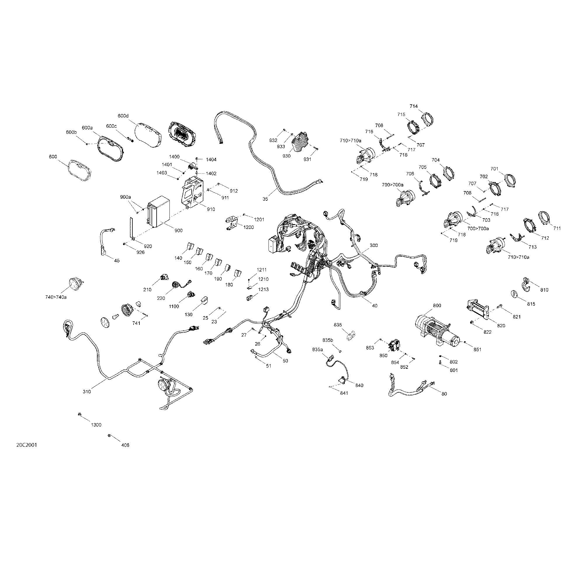 An Image of a Genuine Can-Am Parts Schematic Diagram showing the schematic - ELECTRICAL SYSTEM