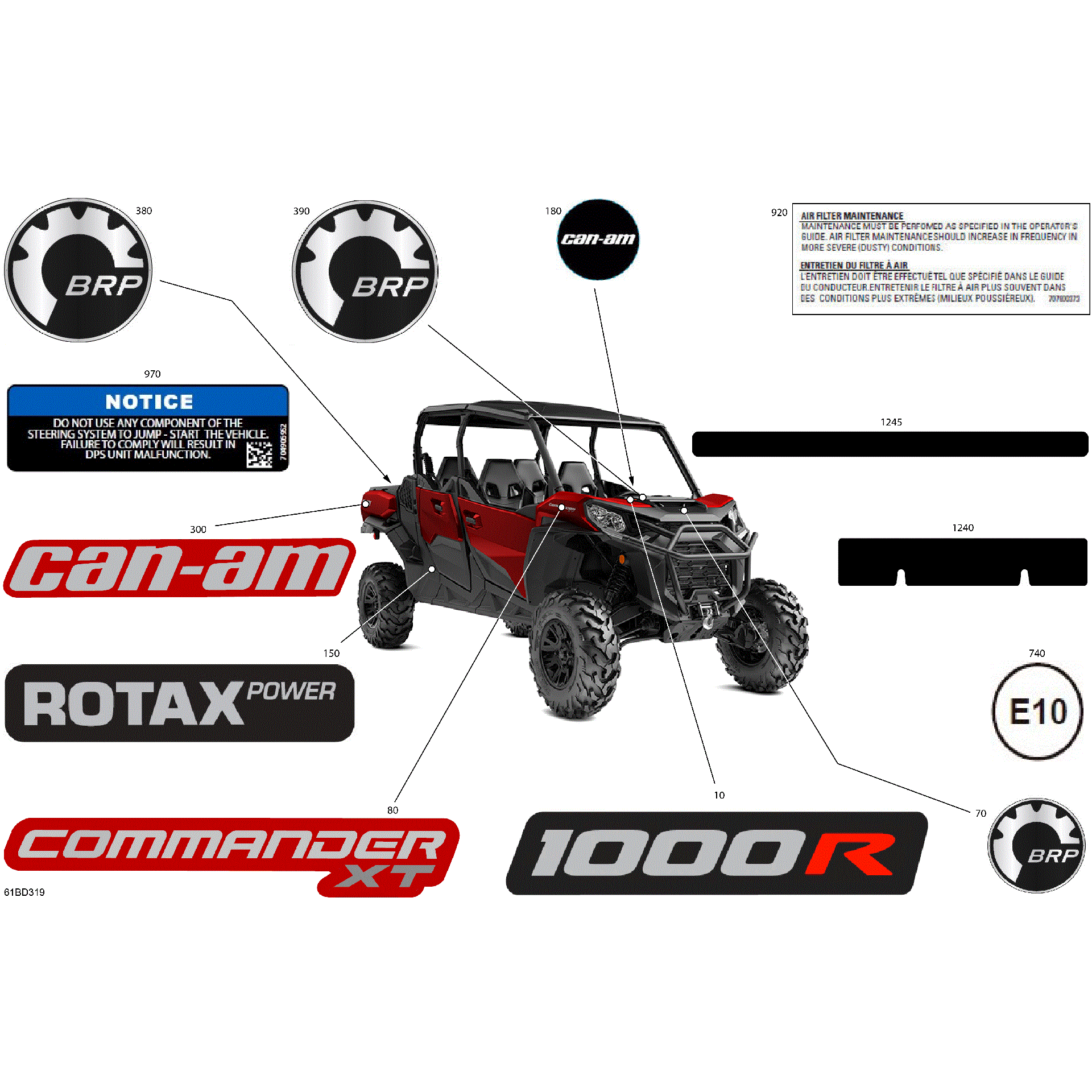 An Image of a Genuine Can-Am Parts Schematic Diagram showing the schematic - BODY - DECALS