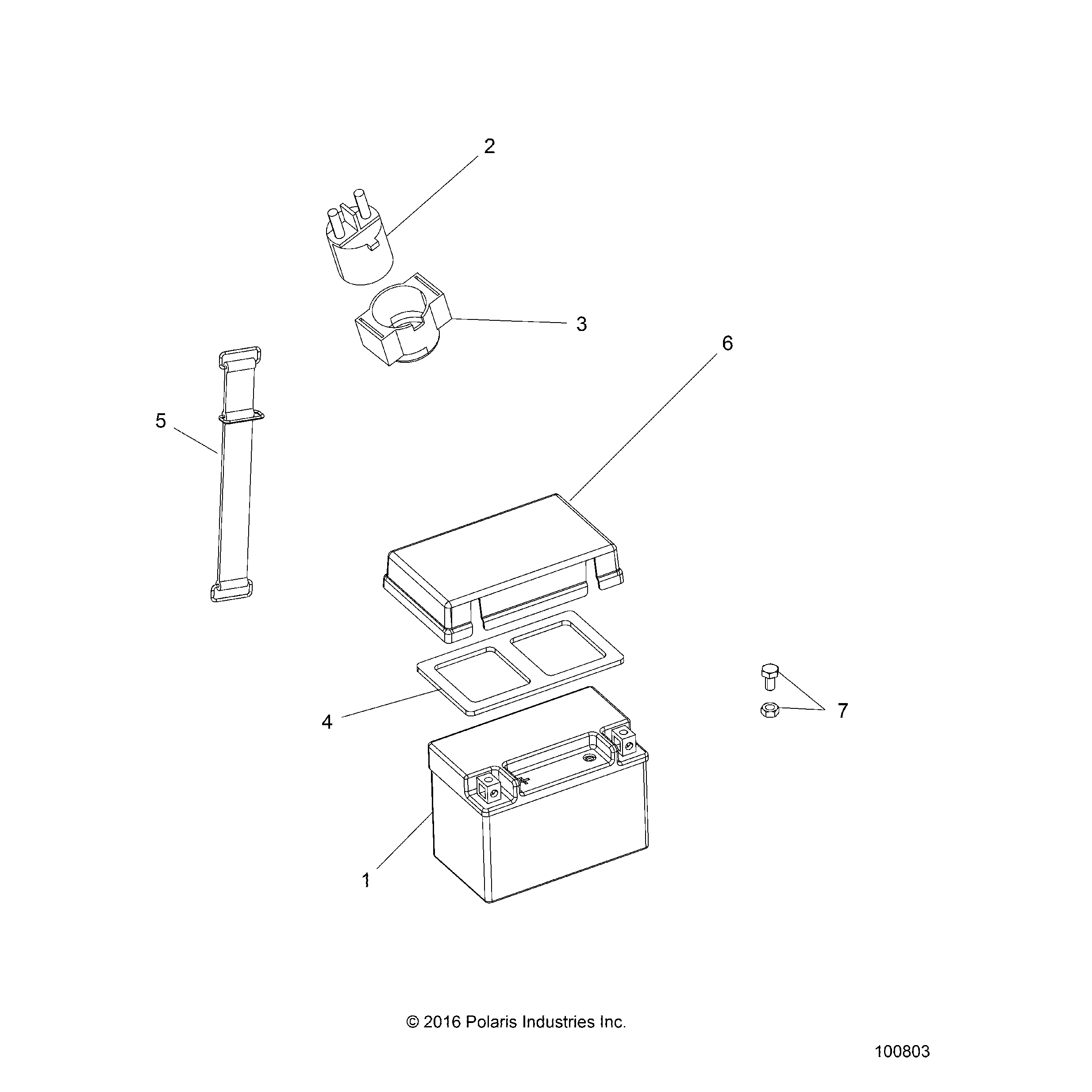 An Image of a Genuine Polaris Parts Schematic Diagram showing the schematic - ELECTRICAL: BATTERY - 2018 POLARIS ACE 150 EFI INDY