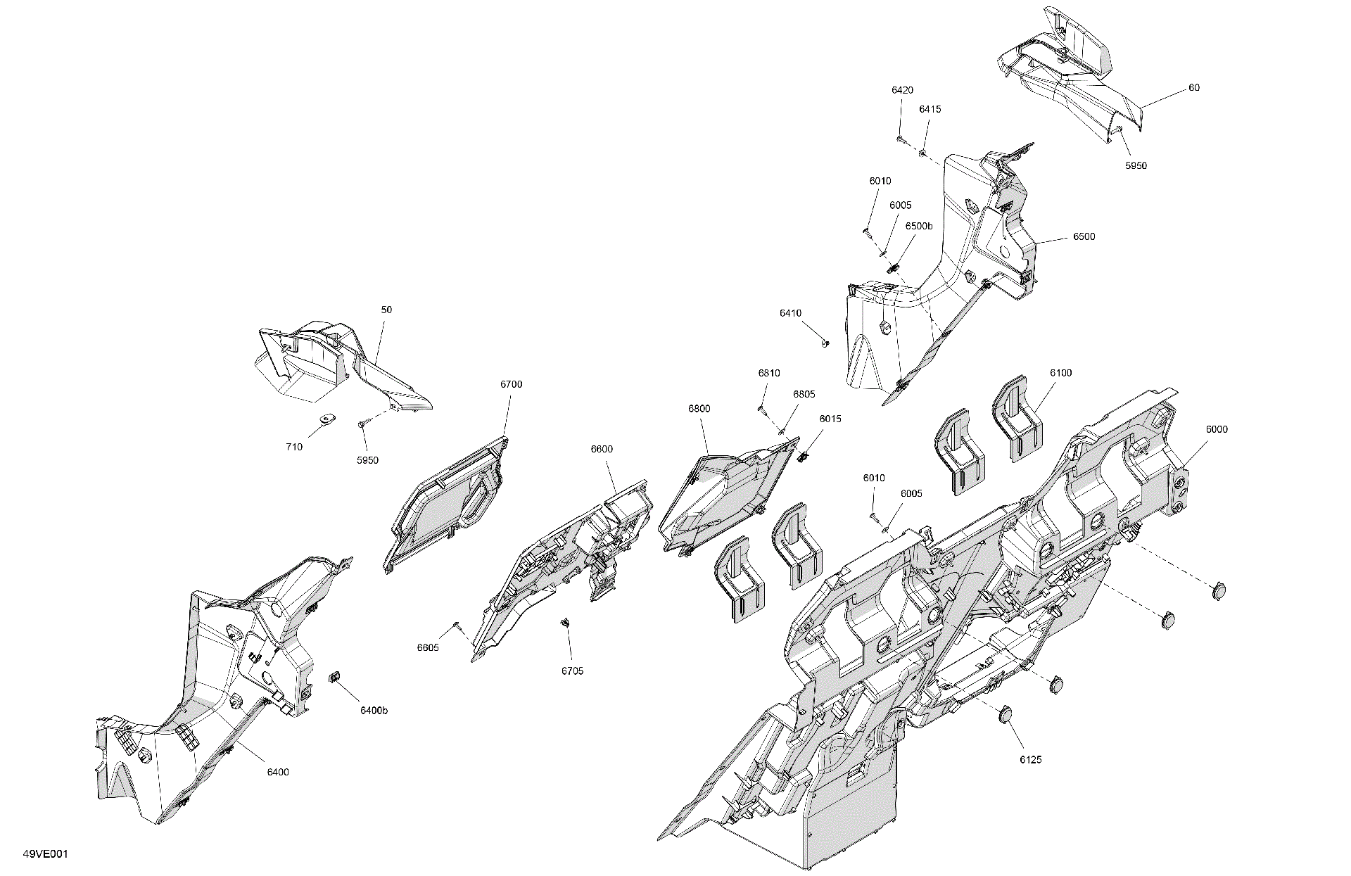 An Image of a Genuine Can-Am Parts Schematic Diagram showing the schematic - CAB INTERIOR - BACK WALL