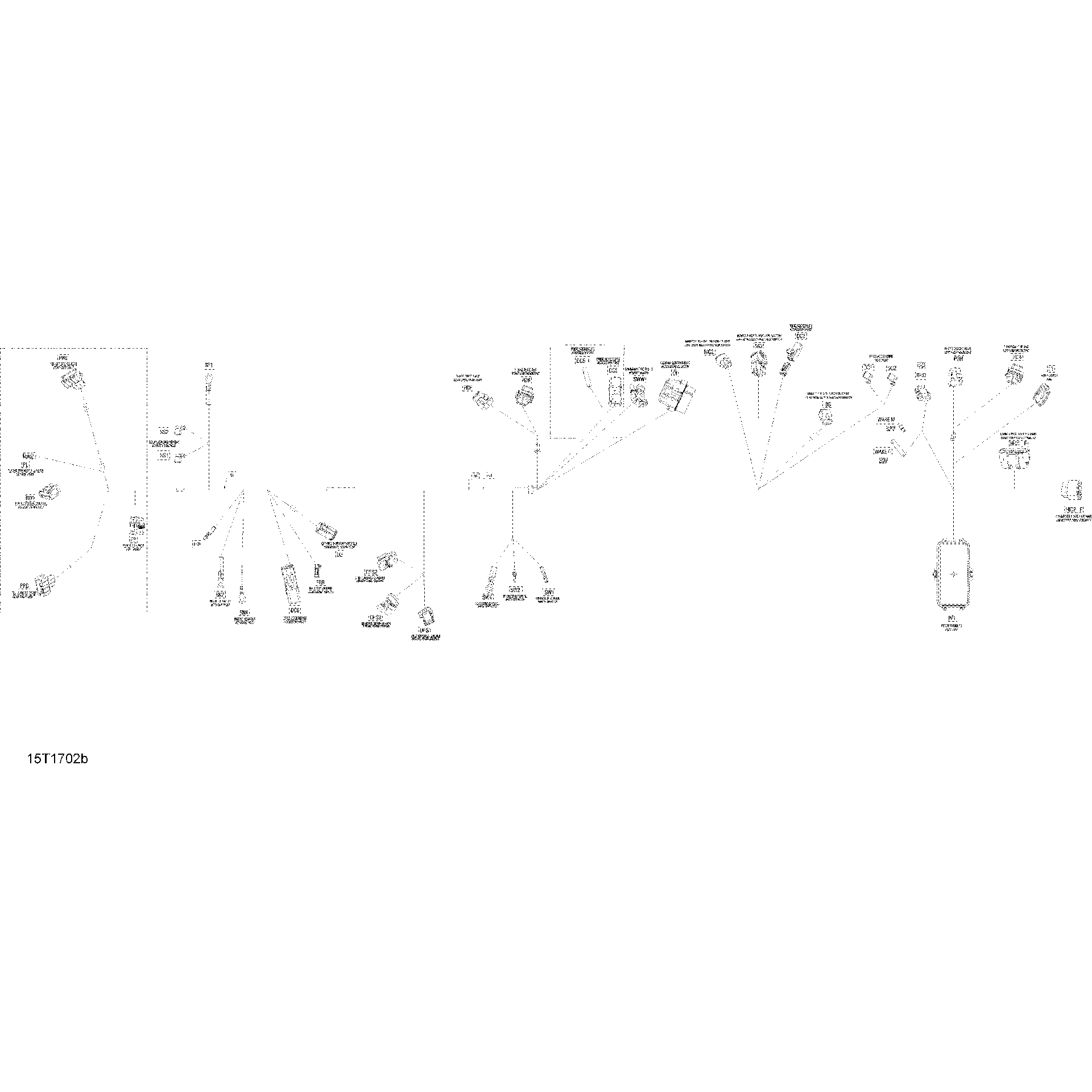 An Image of a Genuine Can-Am Parts Schematic Diagram showing the schematic - ELECTRICAL HARNESS - MAIN 710005036 EXCEPT EUROPE