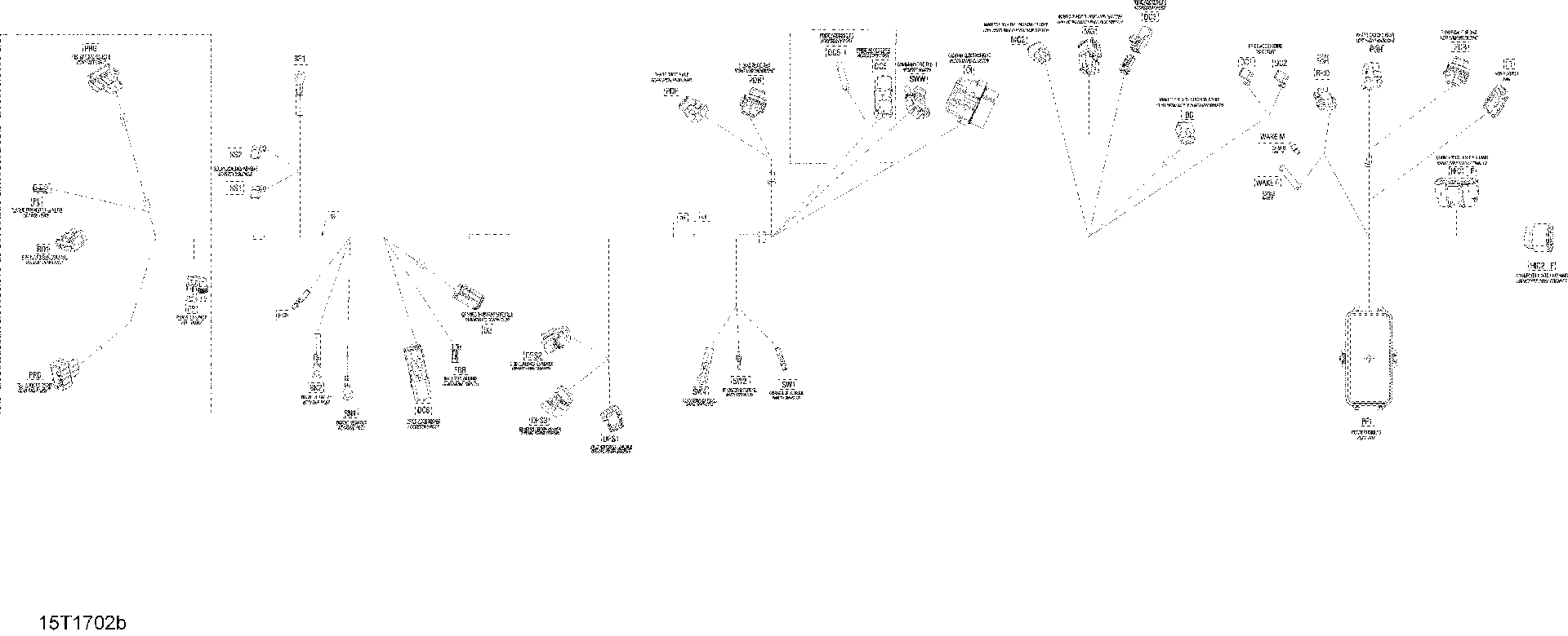 An Image of a Genuine Can-Am Parts Schematic Diagram showing the schematic - ELECTRICAL HARNESS - MAIN 710005036 EXCEPT EUROPE