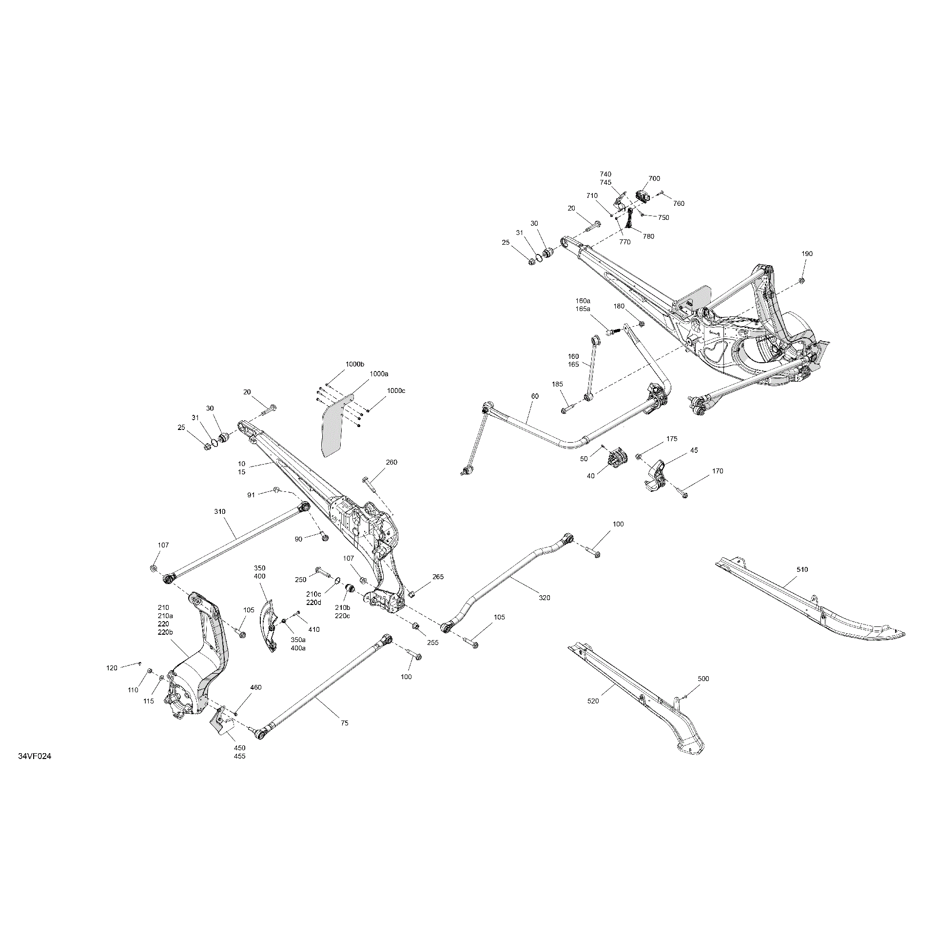 An Image of a Genuine Can-Am Parts Schematic Diagram showing the schematic - SUSPENSION - REAR COMPONENTS