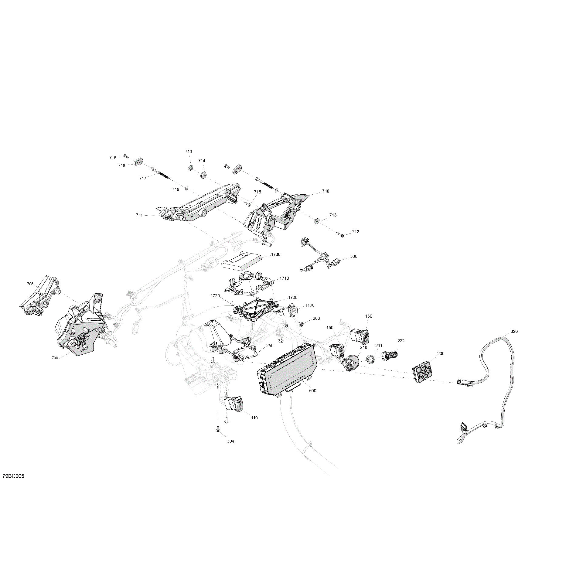 An Image of a Genuine Can-Am Parts Schematic Diagram showing the schematic - ELECTRIC - FRONT SECTION