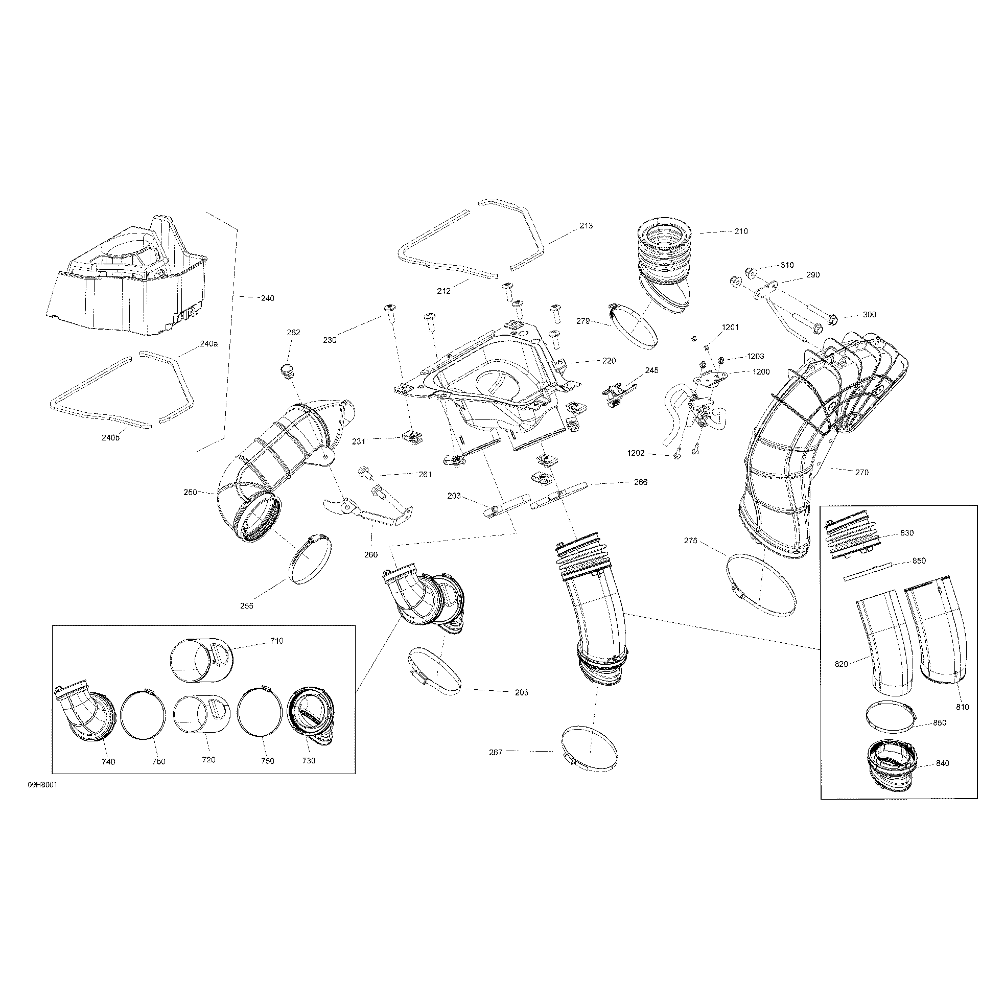 An Image of a Genuine Can-Am Parts Schematic Diagram showing the schematic - ENGINE - AIR DUCT