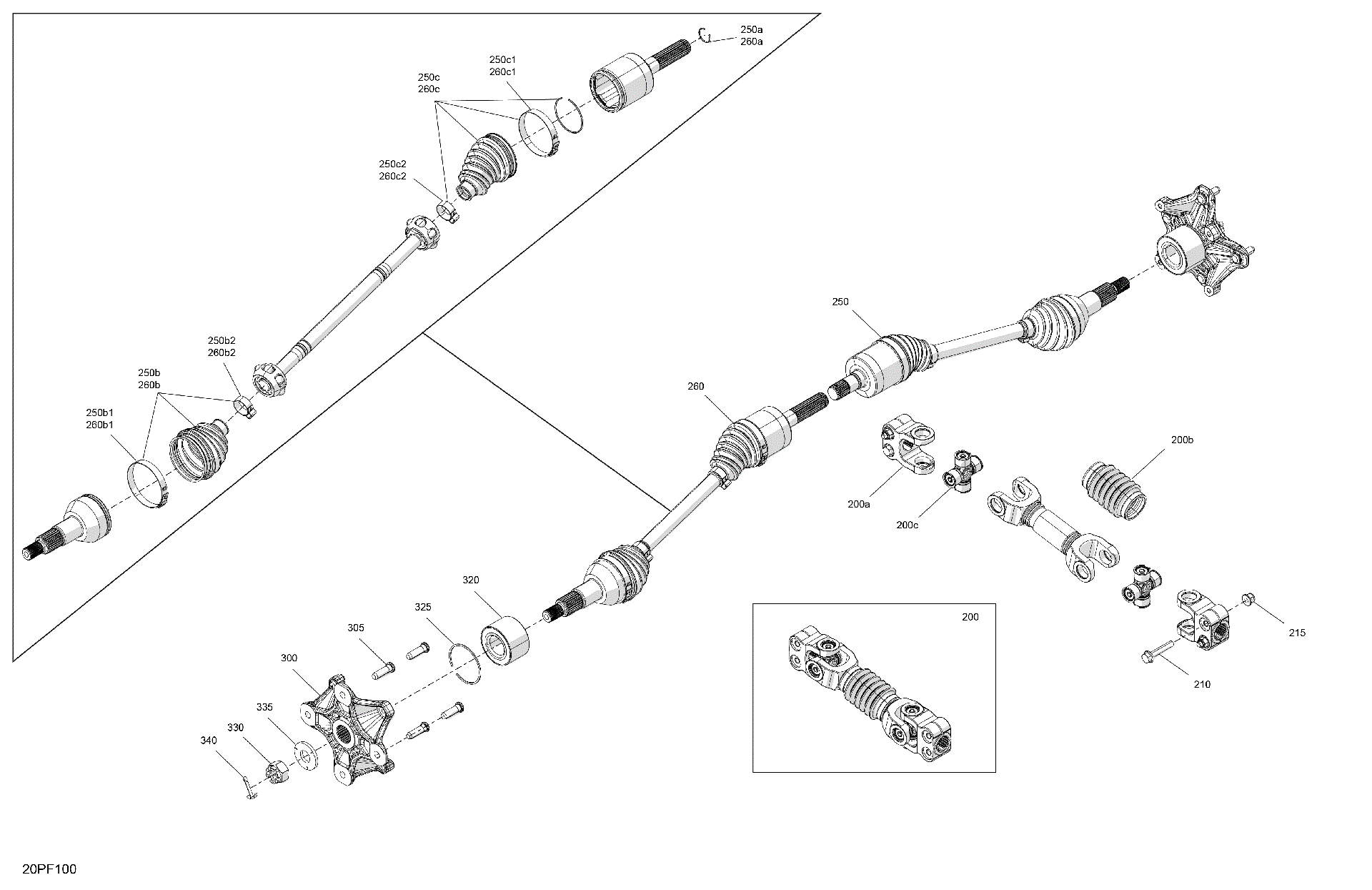 An Image of a Genuine Can-Am Parts Schematic Diagram showing the schematic - DRIVE - FRONT - COMMON PARTS