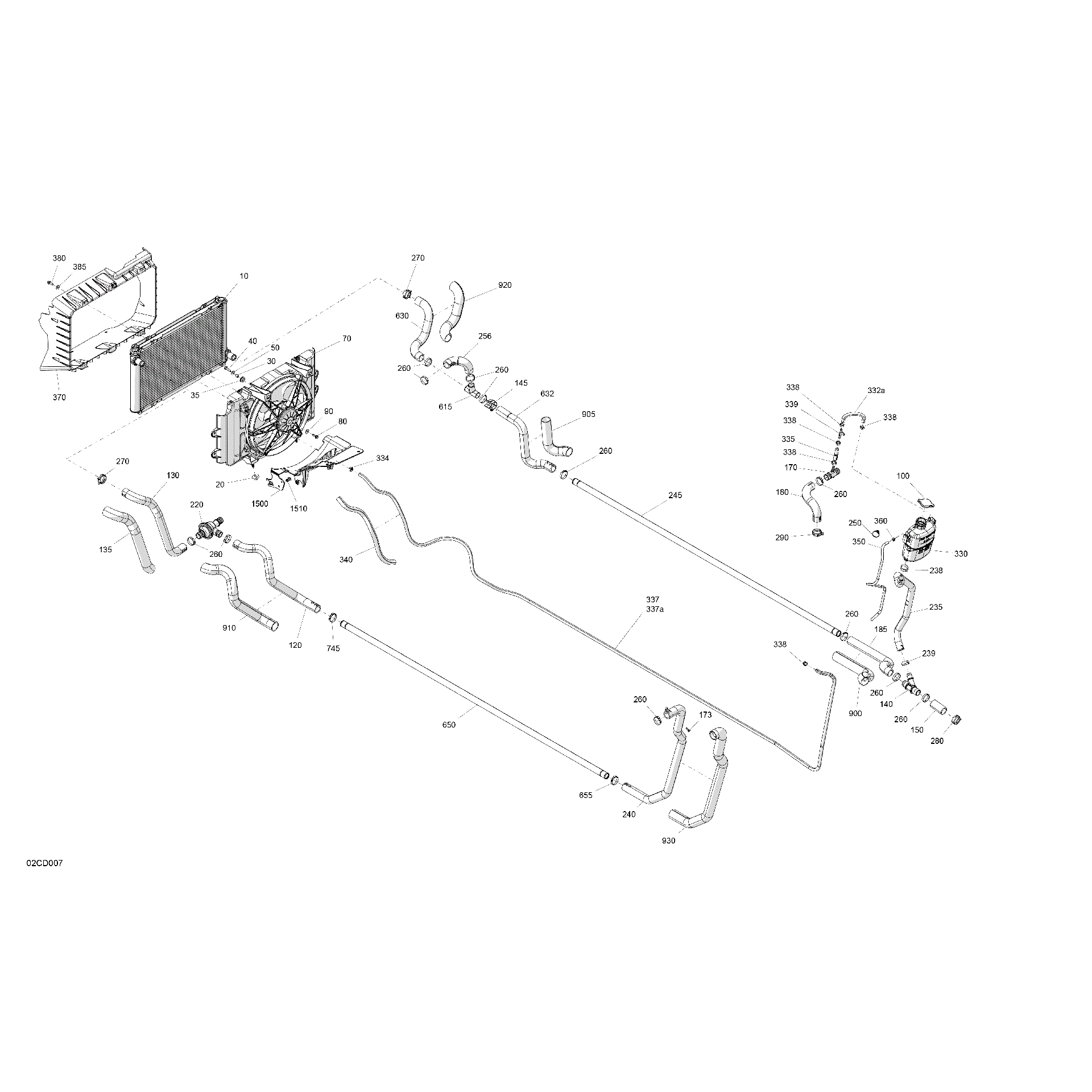 An Image of a Genuine Can-Am Parts Schematic Diagram showing the schematic - ENGINE - COOLING