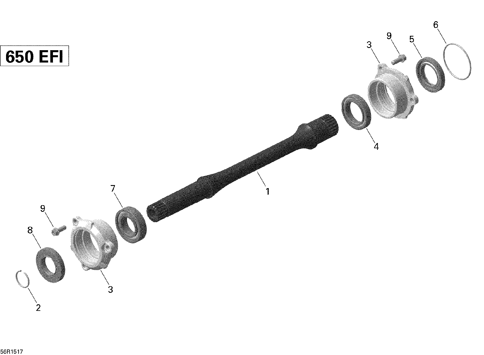 An Image of a Genuine Can-Am Parts Schematic Diagram showing the schematic - DRIVE SHAFT _56R1517