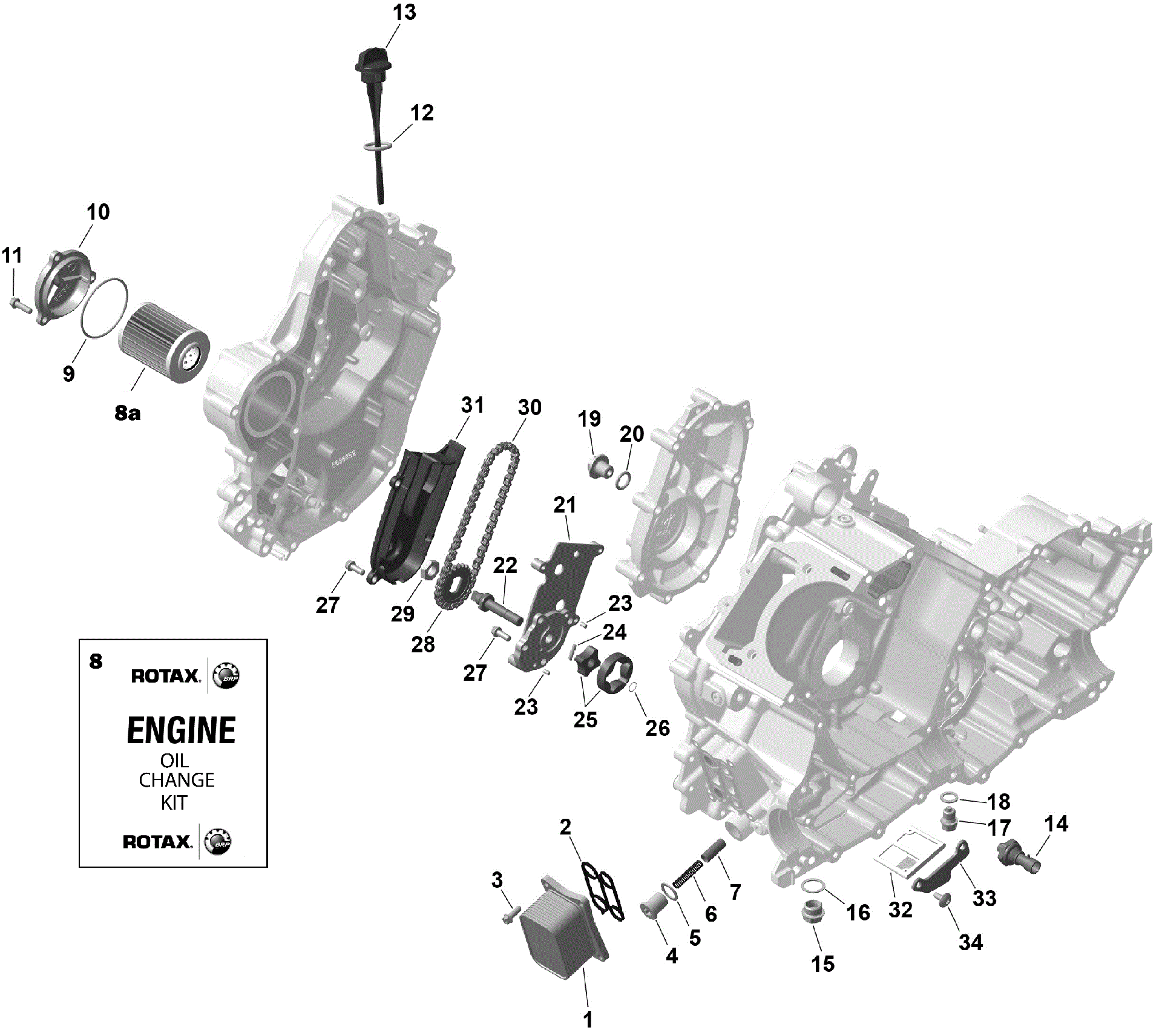 An Image of a Genuine Can-Am Parts Schematic Diagram showing the schematic - ROTAX - ENGINE LUBRICATION