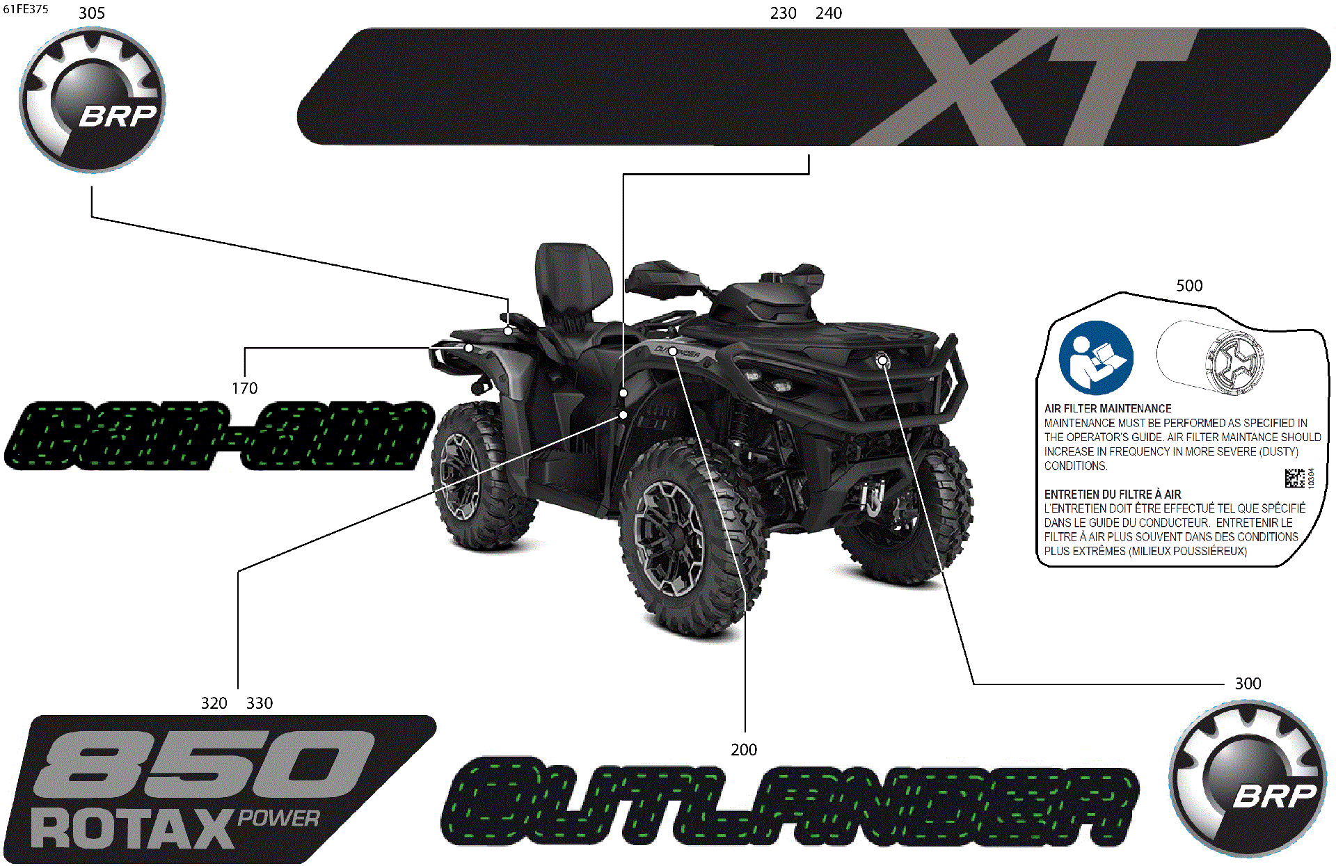 An Image of a Genuine Can-Am Parts Schematic Diagram showing the schematic - BODY - FEATURE DECALS