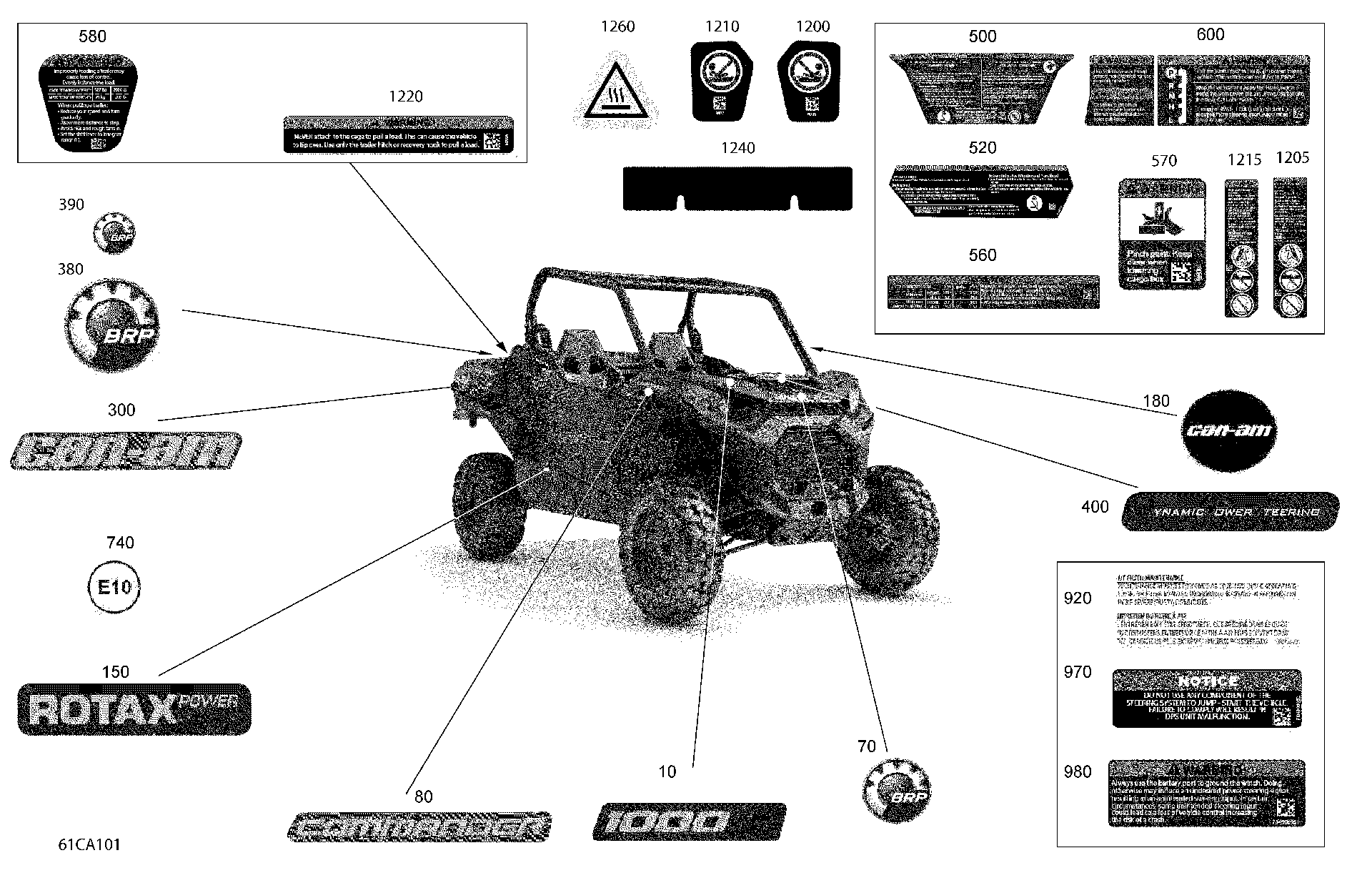 An Image of a Genuine Can-Am Parts Schematic Diagram showing the schematic - BODY - DECALS - DPS