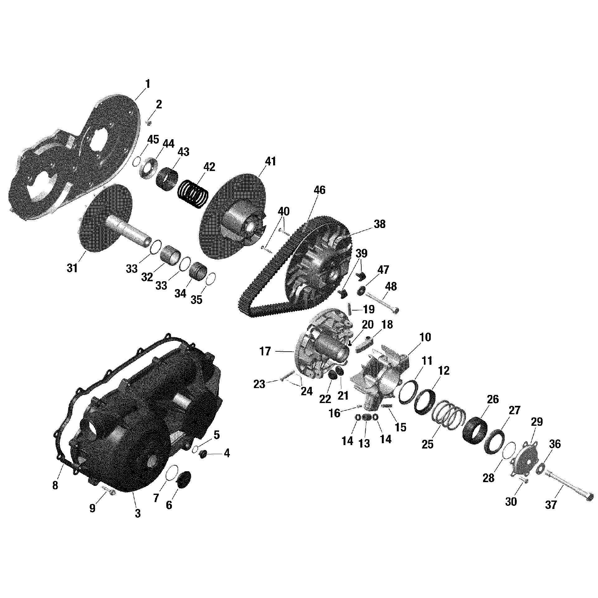 An Image of a Genuine Can-Am Parts Schematic Diagram showing the schematic - ROTAX - CVT - 2
