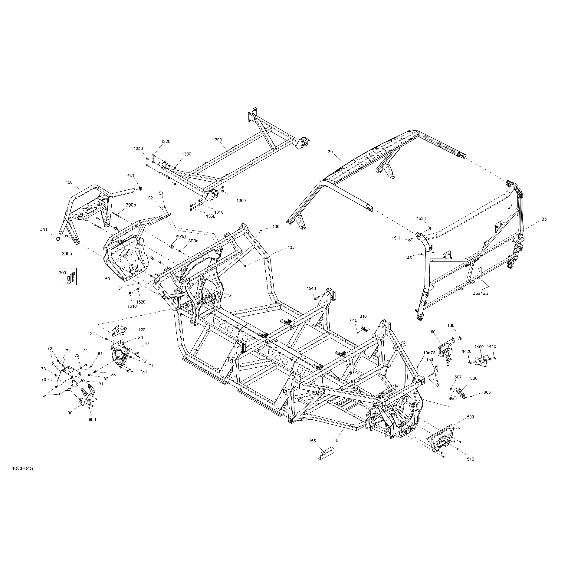 An Image of a Genuine Can-Am Parts Schematic Diagram showing the schematic - FRAME - SYSTEM