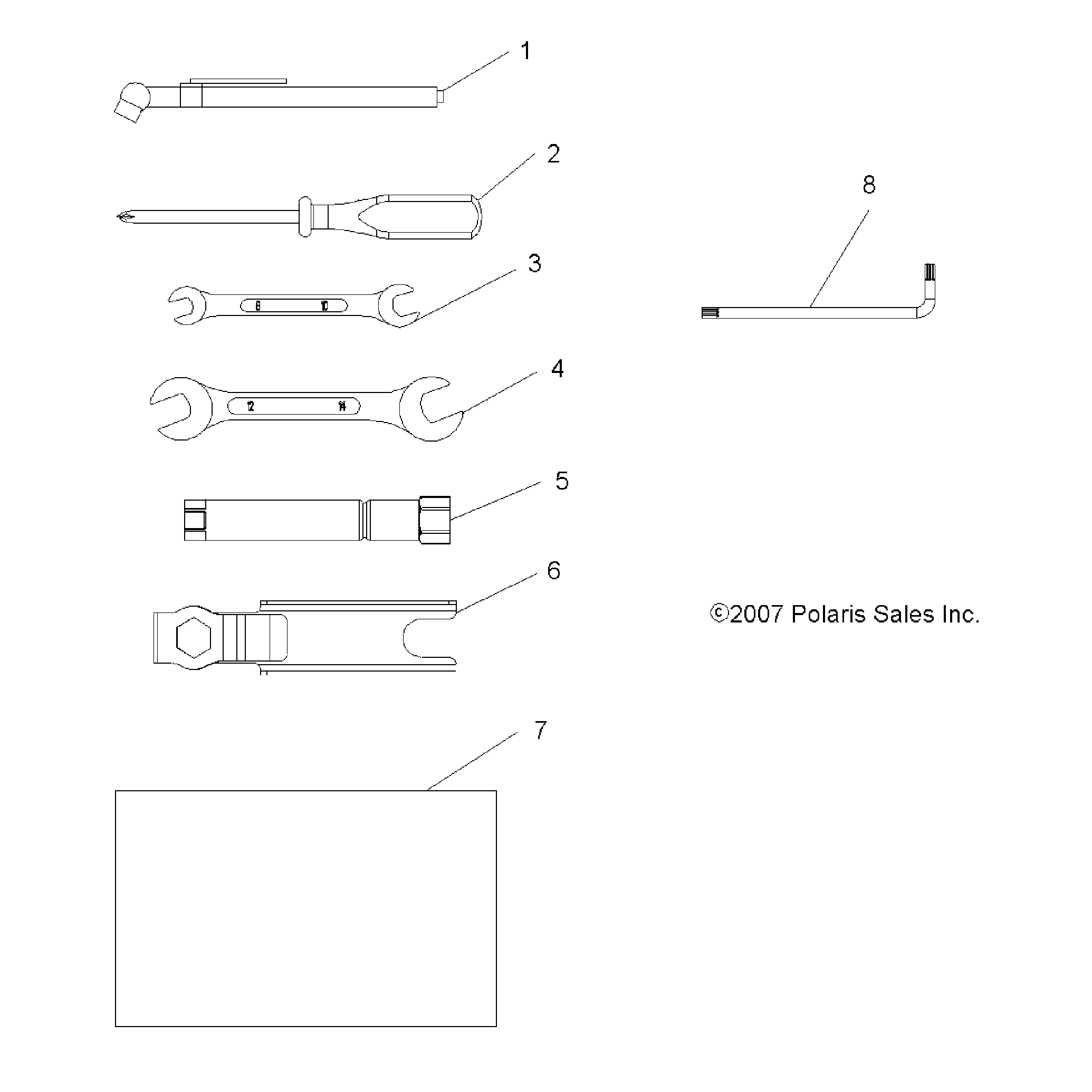 An Image of a Genuine Polaris Parts Schematic Diagram showing the schematic - TOOLS: TOOL KIT (BUILT 10/31/14 AND BEFORE) - 2015 POLARIS SPORTSMAN 570 EFI EPS