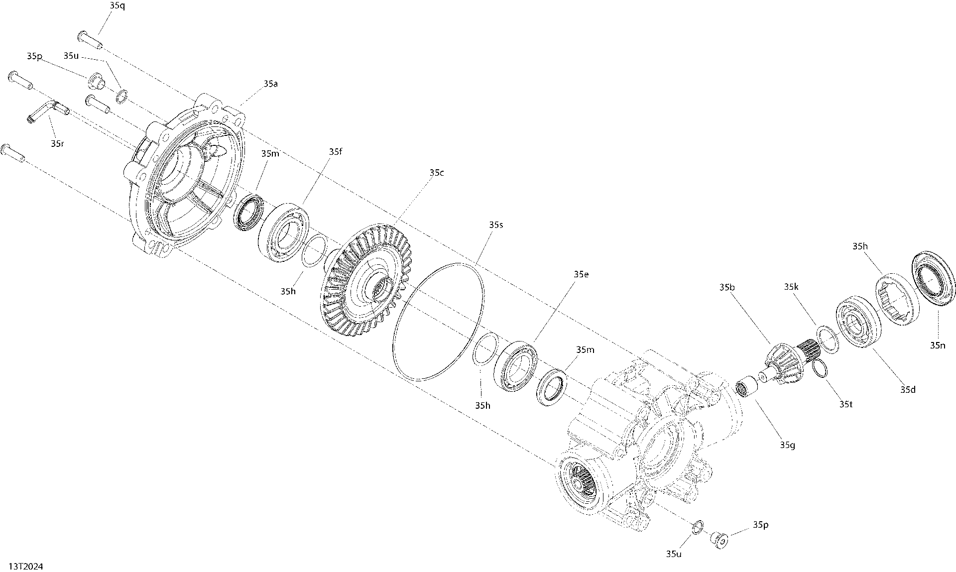 An Image of a Genuine Can-Am Parts Schematic Diagram showing the schematic - MIDDLE DIFFERENTIAL