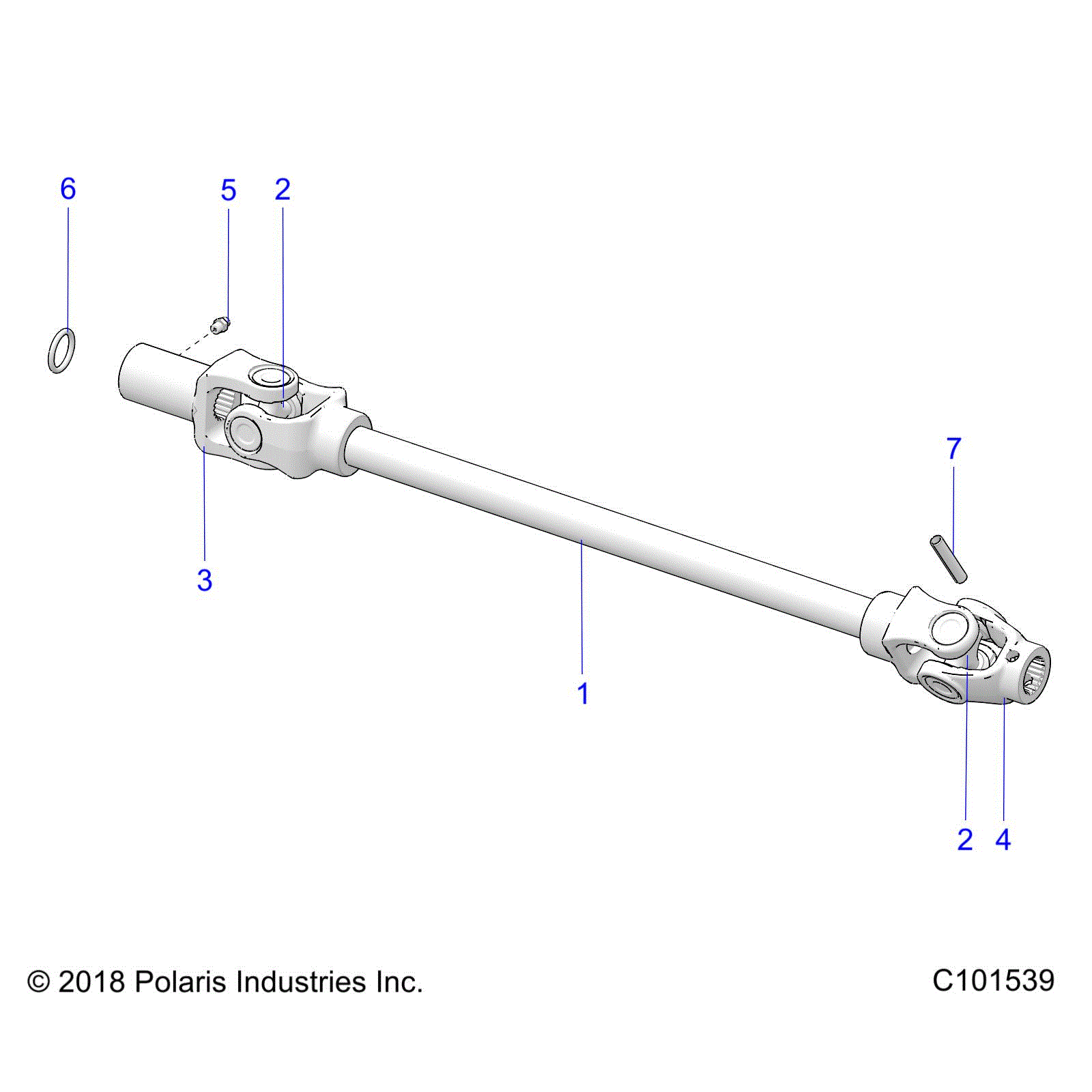 An Image of a Genuine Polaris Parts Schematic Diagram showing the schematic - DRIVE TRAIN: FRONT PROP SHAFT - 2020 POLARIS SPORTSMAN 570 X2