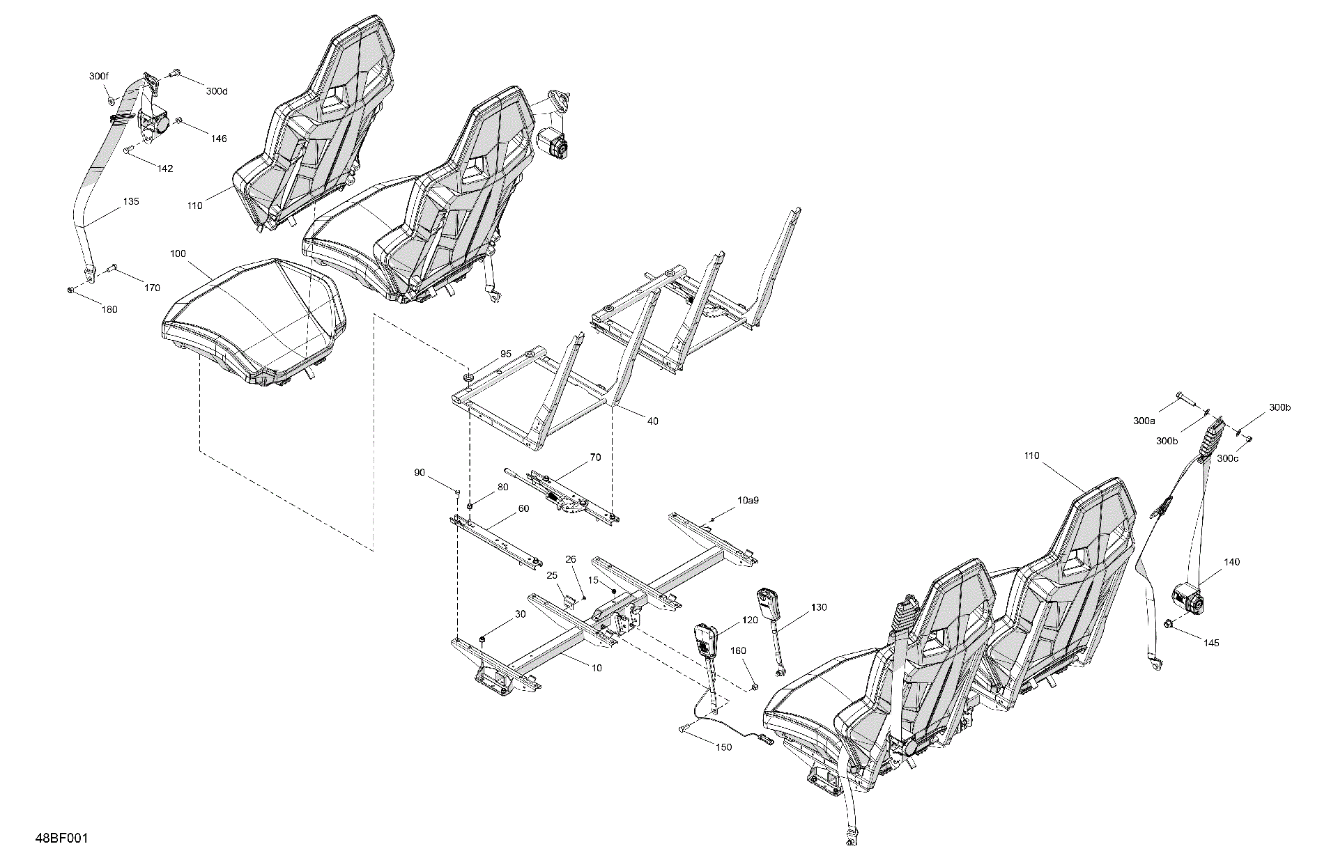 An Image of a Genuine Can-Am Parts Schematic Diagram showing the schematic - BODY - SEAT
