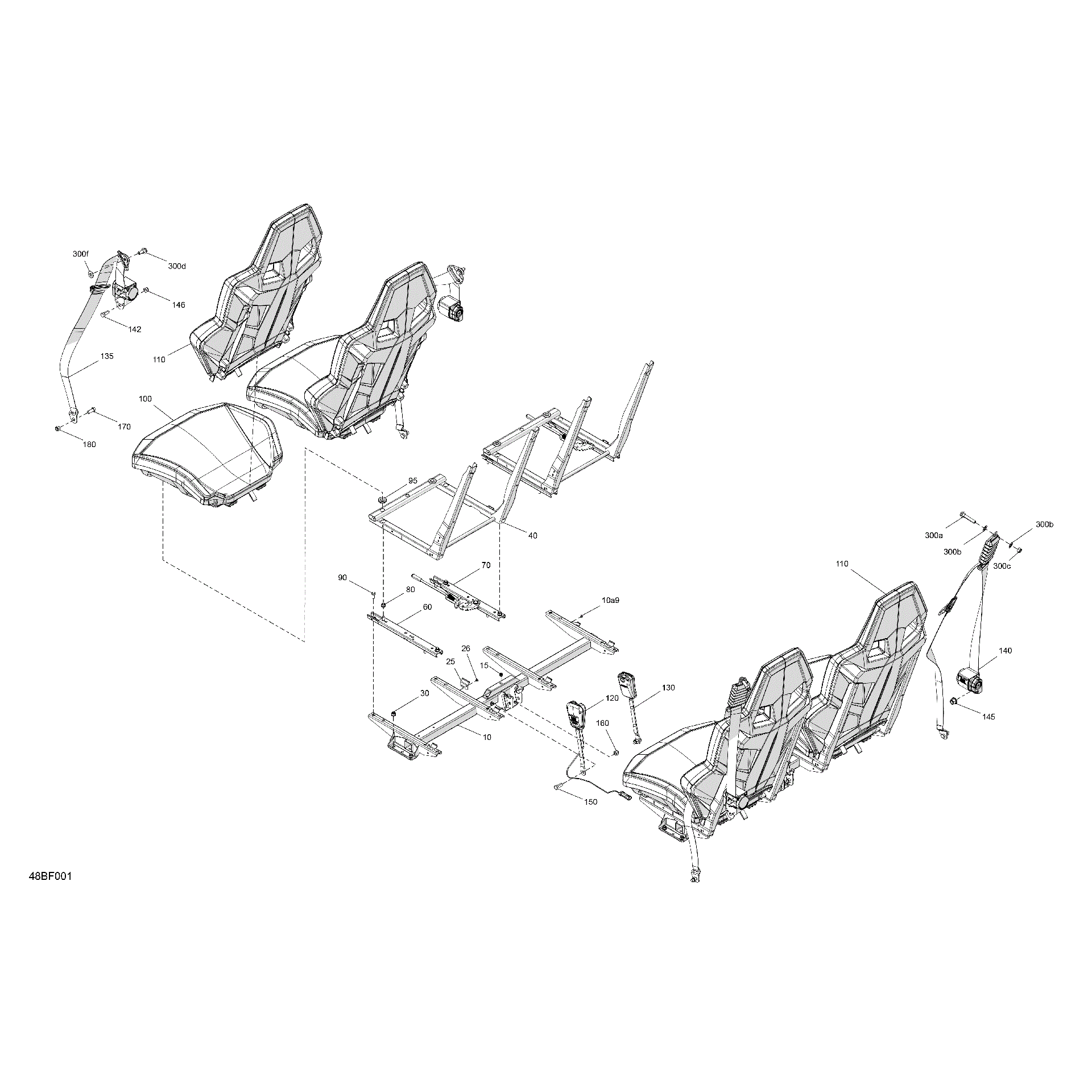 An Image of a Genuine Can-Am Parts Schematic Diagram showing the schematic - BODY - SEAT