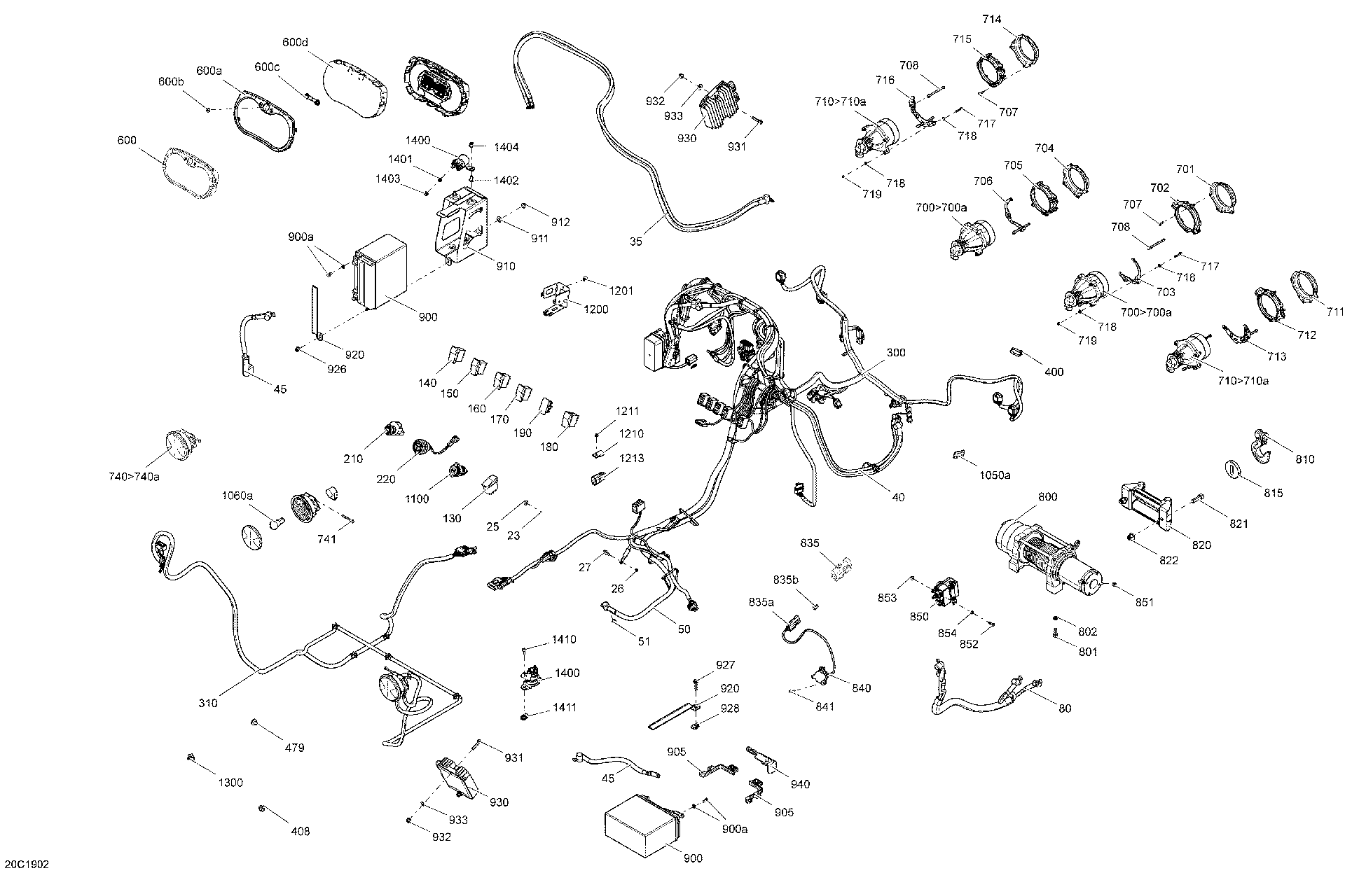 An Image of a Genuine Can-Am Parts Schematic Diagram showing the schematic - ELECTRICAL - 800R EFI