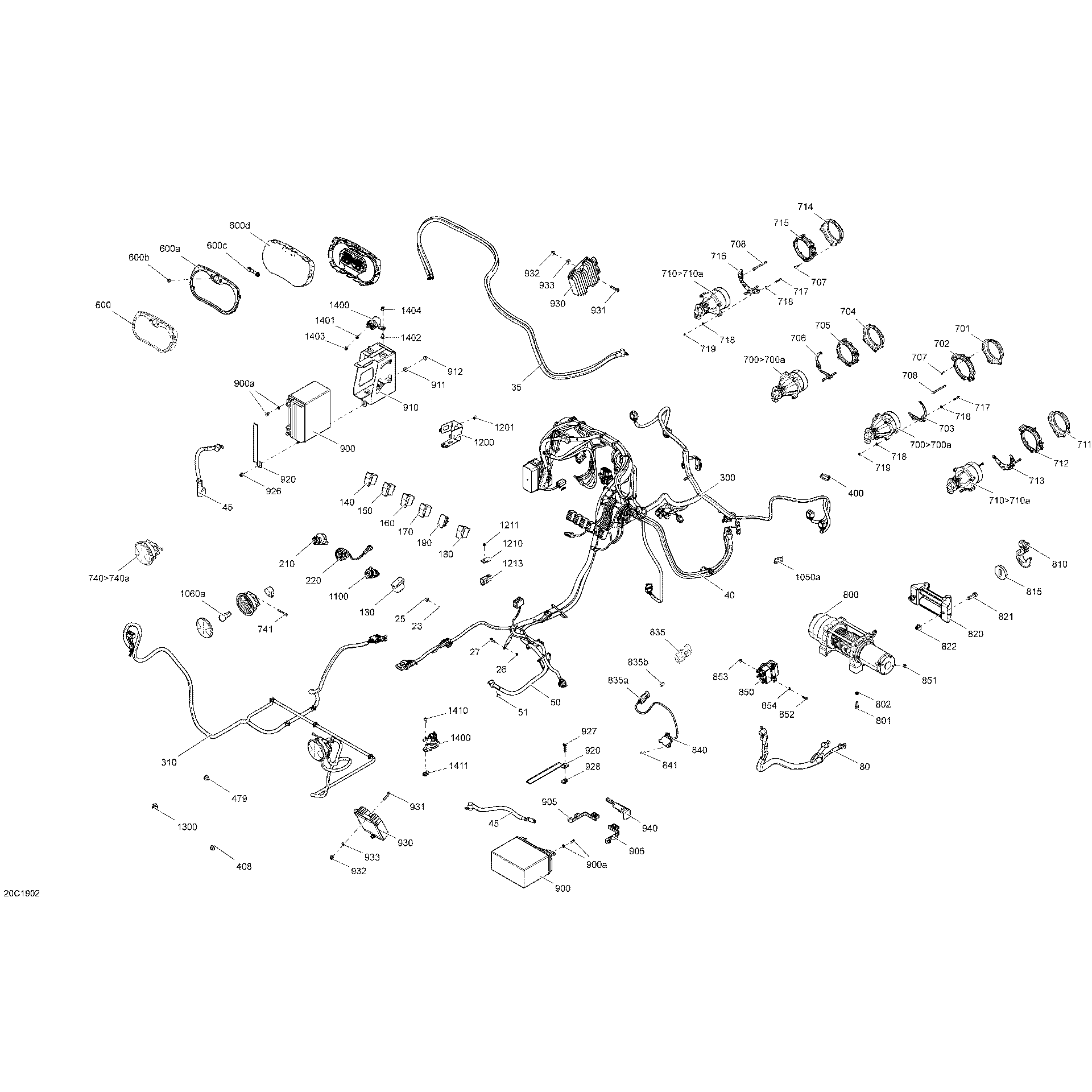An Image of a Genuine Can-Am Parts Schematic Diagram showing the schematic - ELECTRICAL - EXCEPT LTD