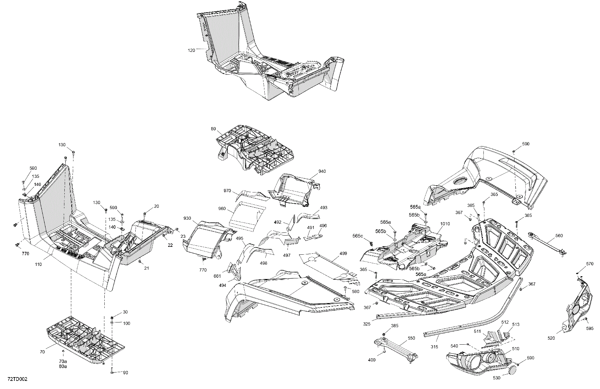 An Image of a Genuine Can-Am Parts Schematic Diagram showing the schematic - BODY - REAR SECTION