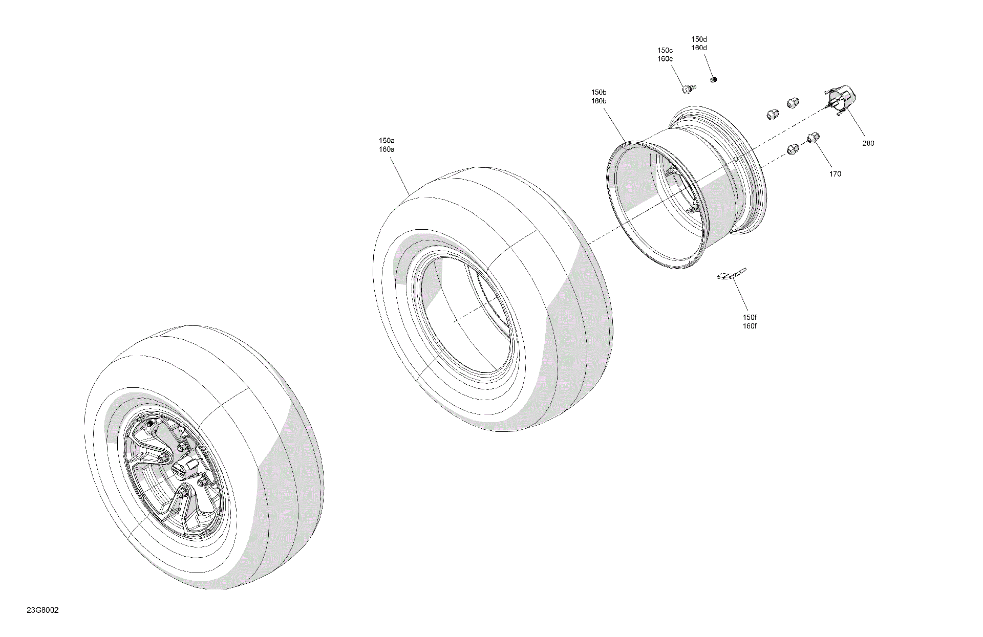 An Image of a Genuine Can-Am Parts Schematic Diagram showing the schematic - DRIVE - REAR WHEELS