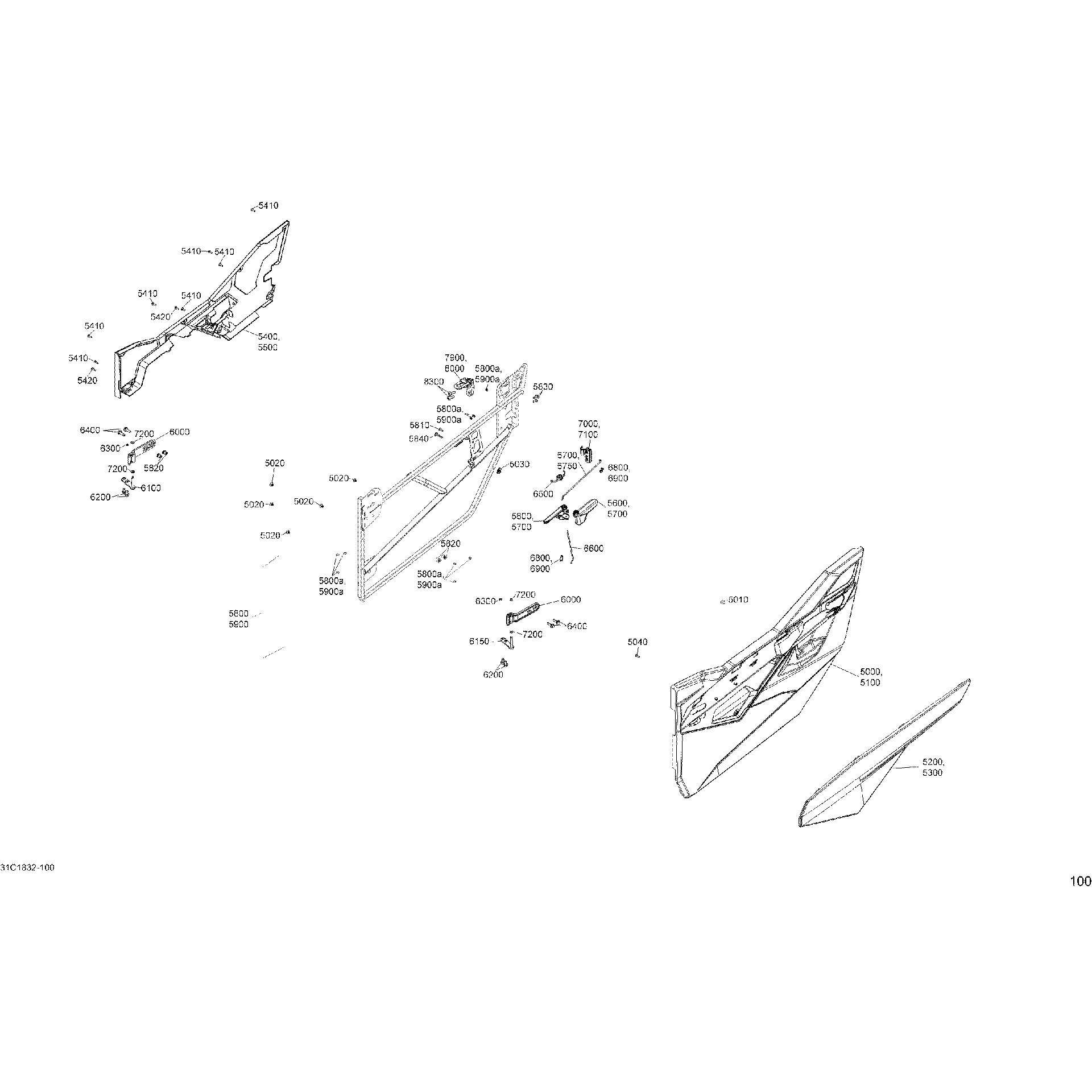 An Image of a Genuine Can-Am Parts Schematic Diagram showing the schematic - 09 - BODY DOORS MAVERICK TRAIL - 1000 EFI