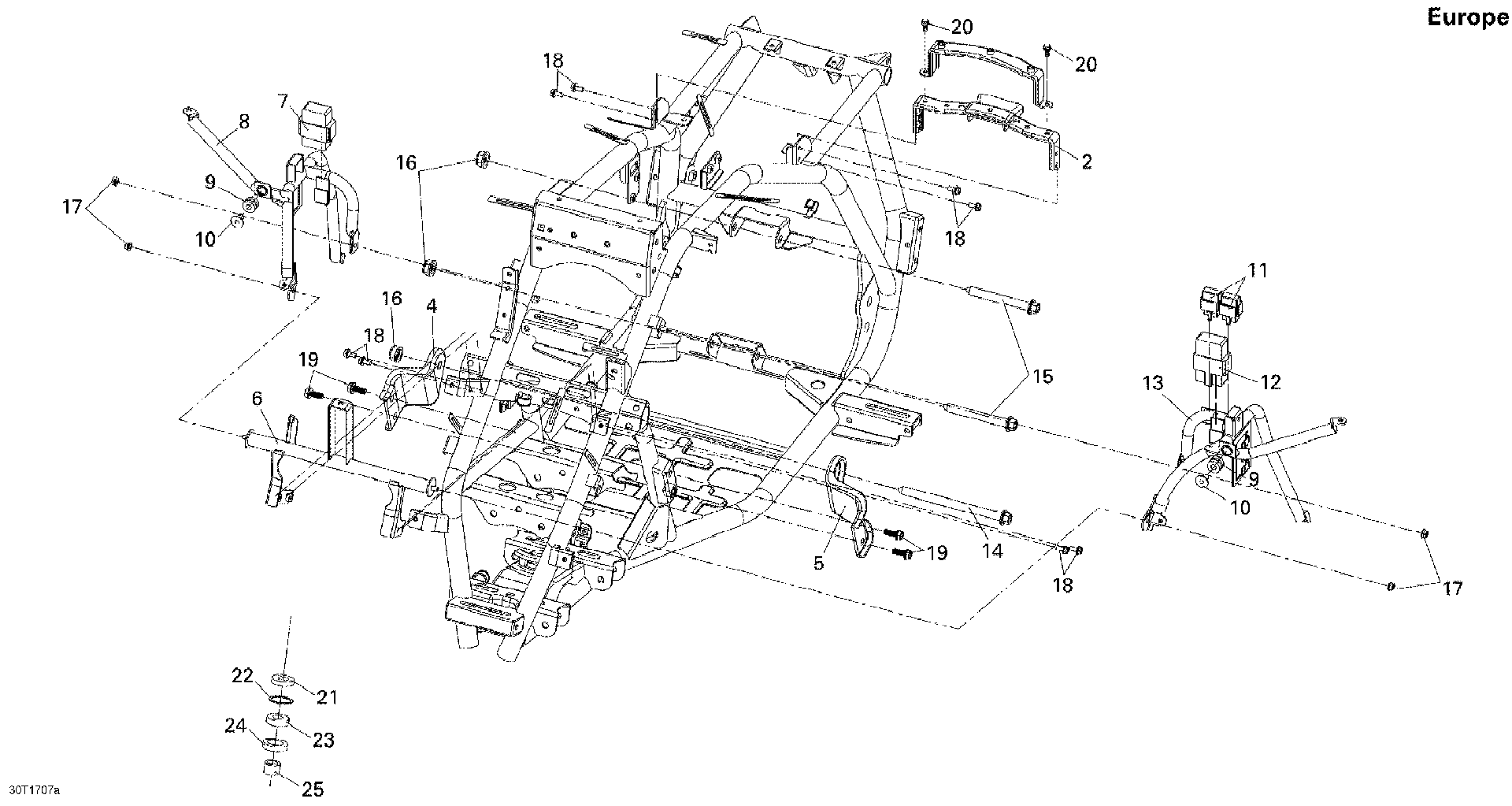 An Image of a Genuine Can-Am Parts Schematic Diagram showing the schematic - REAR FRAME  