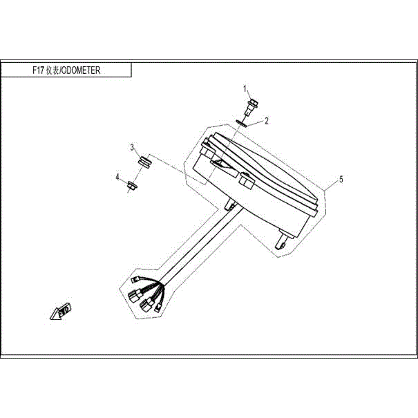 An Image of a Genuine CFMOTO Parts Schematic Diagram showing the schematic - ODOMETER - 2015 CFMOTO ZFORCE 800 EX