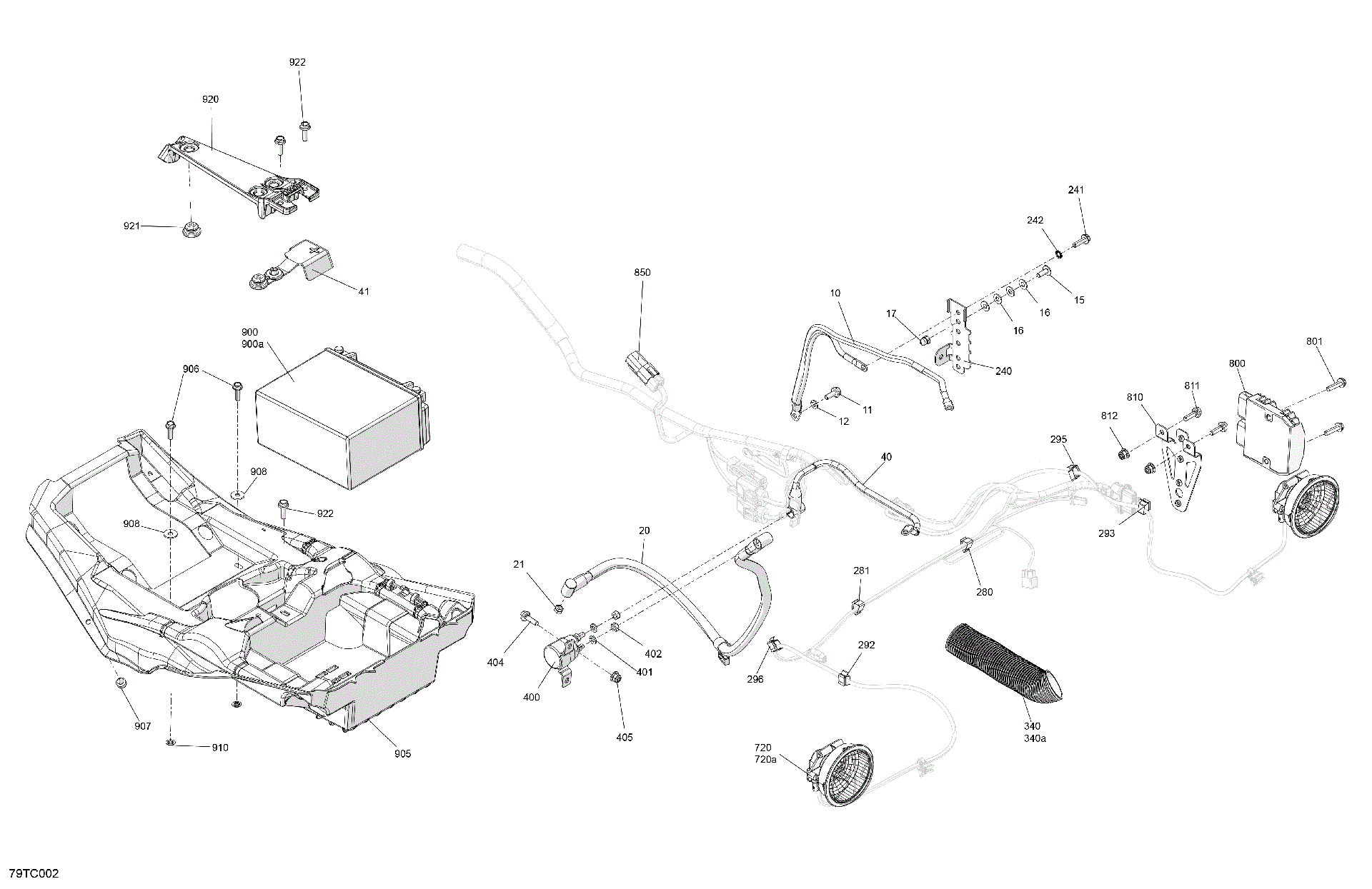 An Image of a Genuine Can-Am Parts Schematic Diagram showing the schematic - ELECTRIC - REAR SECTION