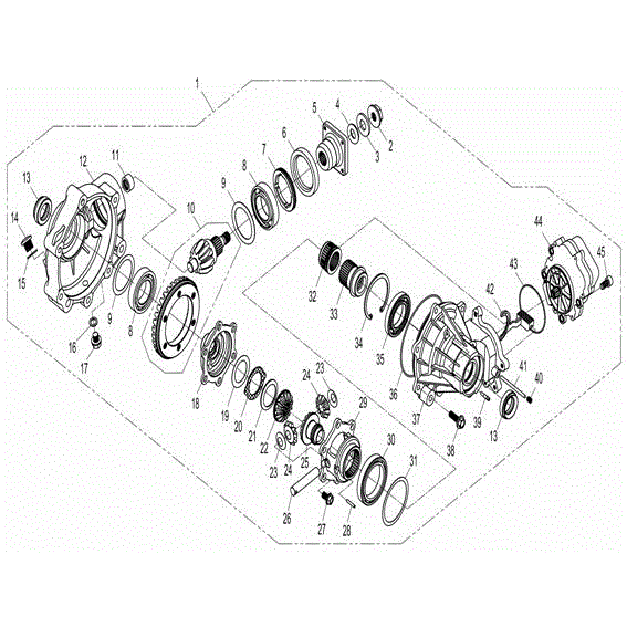 An Image of a genuine CFMOTO Parts Schematic Diagram showing the group - FRONT DIFFERENTIAL - 2015 CFMOTO CFORCE 800 X8