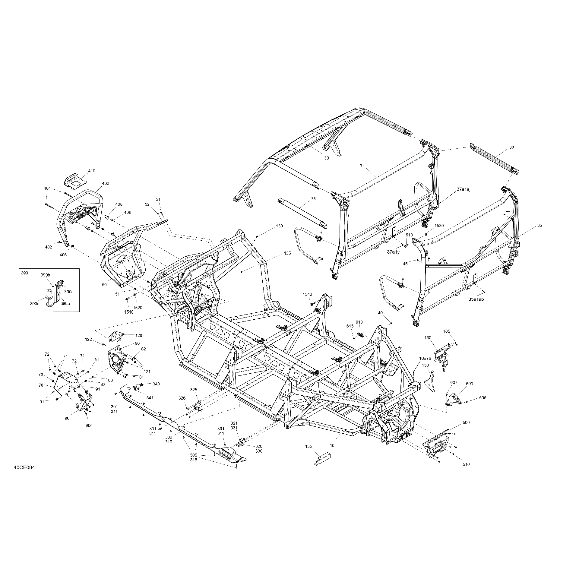 An Image of a Genuine Can-Am Parts Schematic Diagram showing the schematic - FRAME - SYSTEM